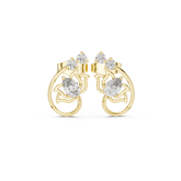 Lotus Crown Pear Diamond Stud Earrings