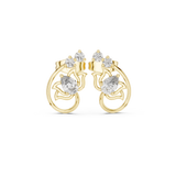 Lotus Crown Pear Diamond Stud Earrings