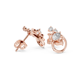 Lotus Crown Pear Diamond Stud Earrings