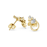 Lotus Crown Pear Diamond Stud Earrings