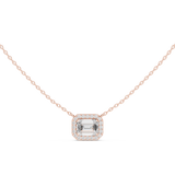 Emerald Cut Halo Diamond Pendant