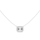 Emerald Cut Halo Diamond Pendant