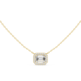 Emerald Cut Halo Diamond Pendant
