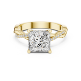 Princess Cut Twisted Pavé Diamond Engagement Ring