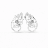 Lotus Crown Pear Diamond Stud Earrings