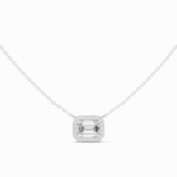 Emerald Cut Halo Diamond Pendant