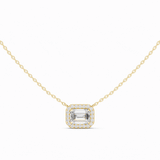 Emerald Cut Halo Diamond Pendant