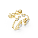 Lotus Crown Pear Diamond Stud Earrings