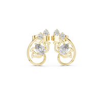 Lotus Crown Pear Diamond Stud Earrings