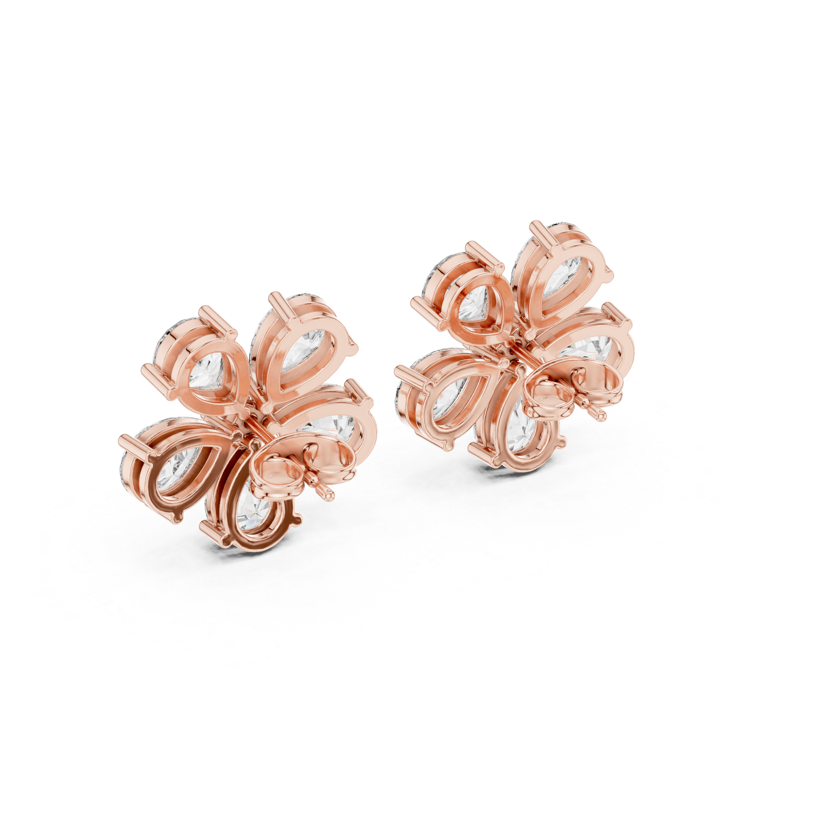Pearlisse Five Stone Pear Diamond Stud Earrings
