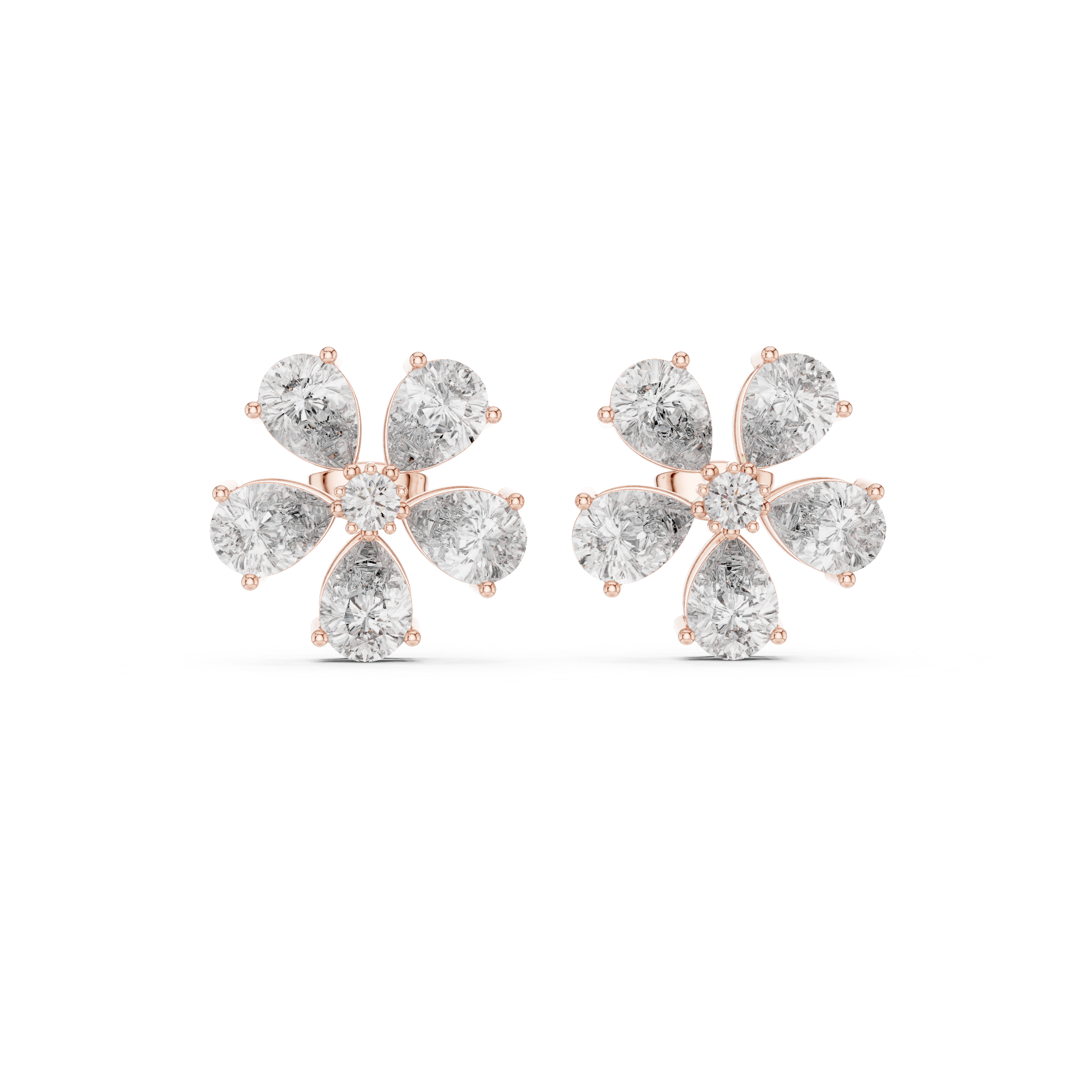 Pearlisse Five Stone Pear Diamond Stud Earrings