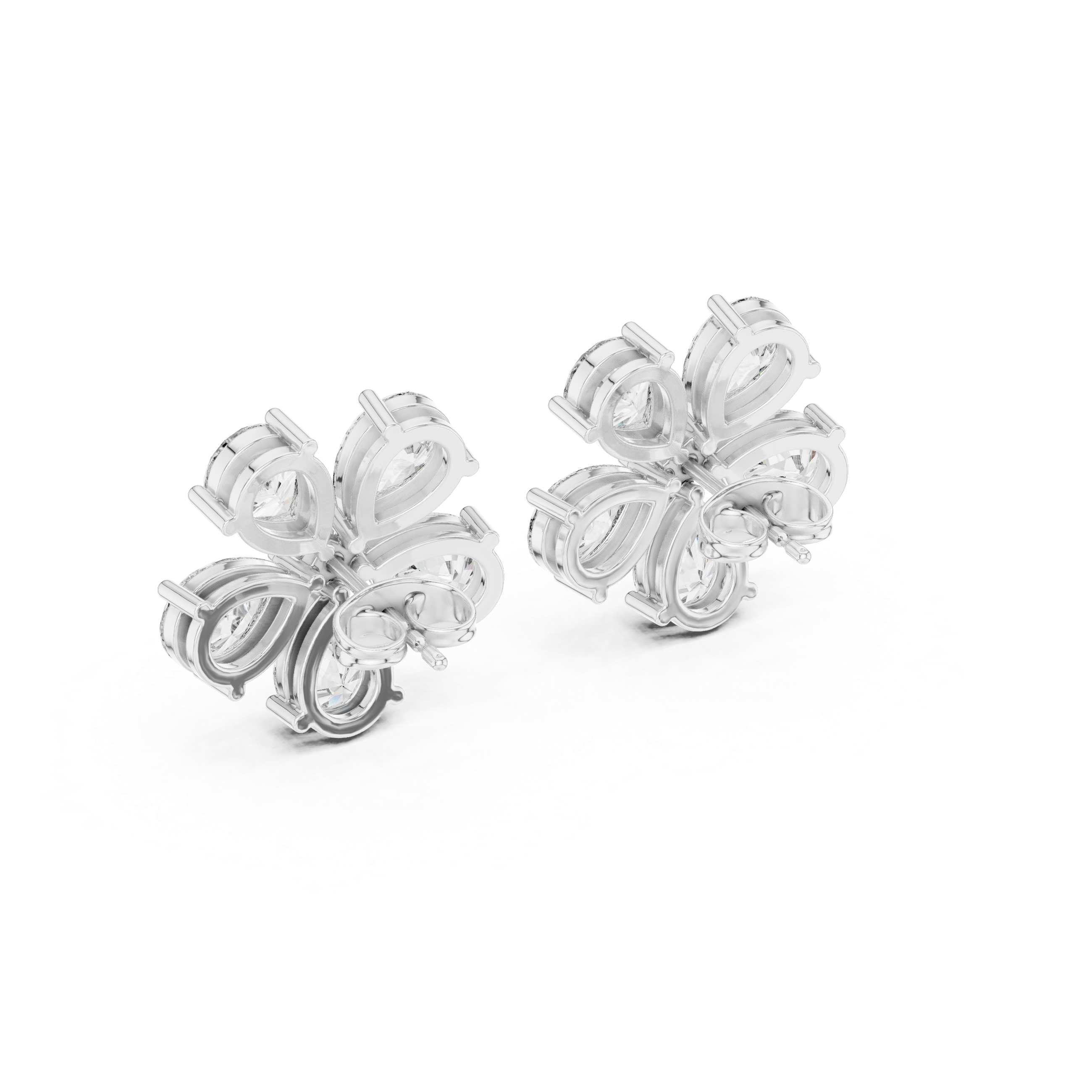 Pearlisse Five Stone Pear Diamond Stud Earrings
