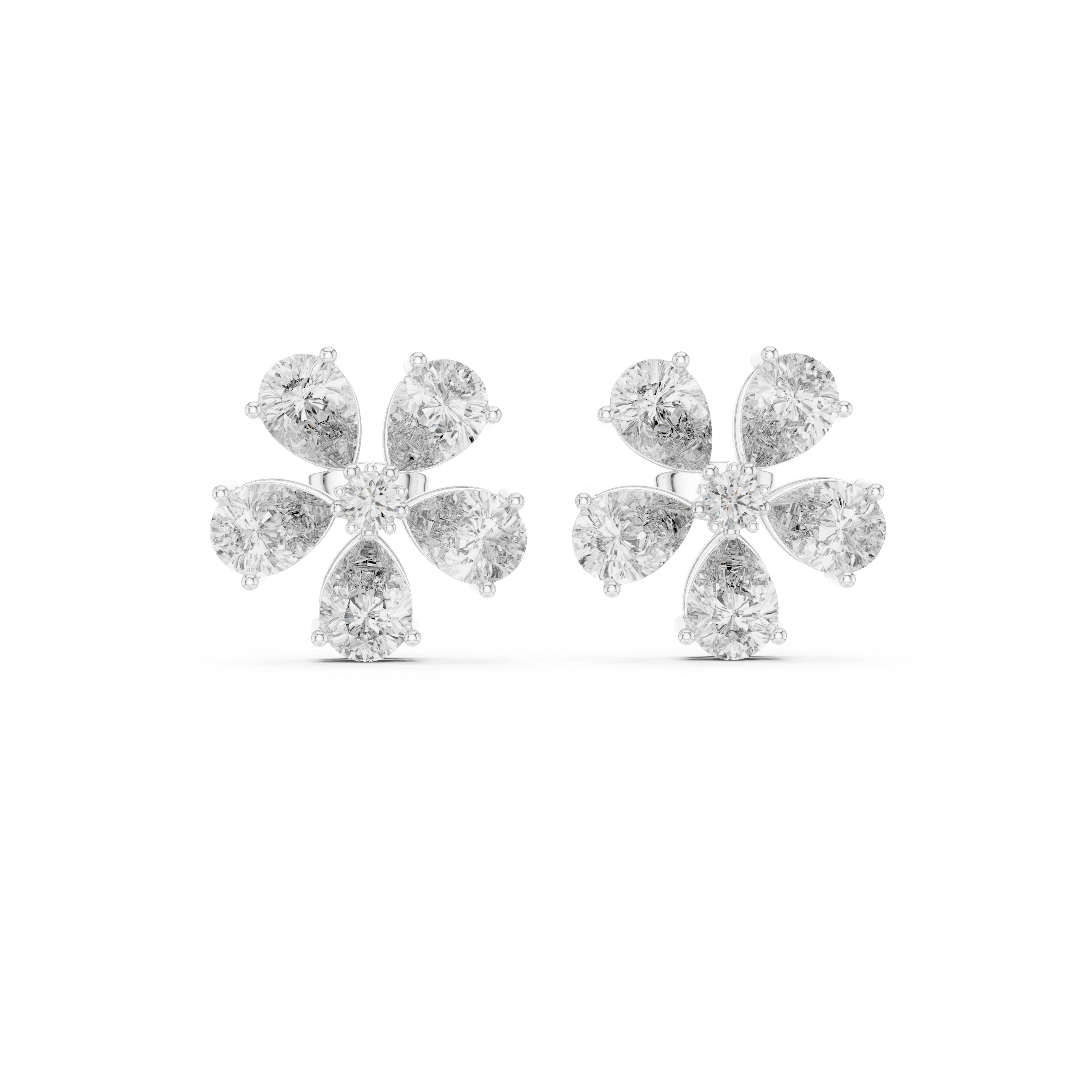 Pearlisse Five Stone Pear Diamond Stud Earrings