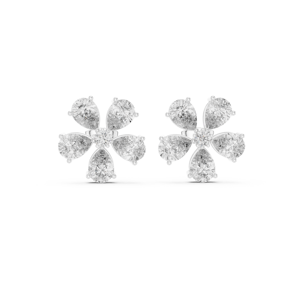 Pearlisse Five Stone Pear Diamond Stud Earrings