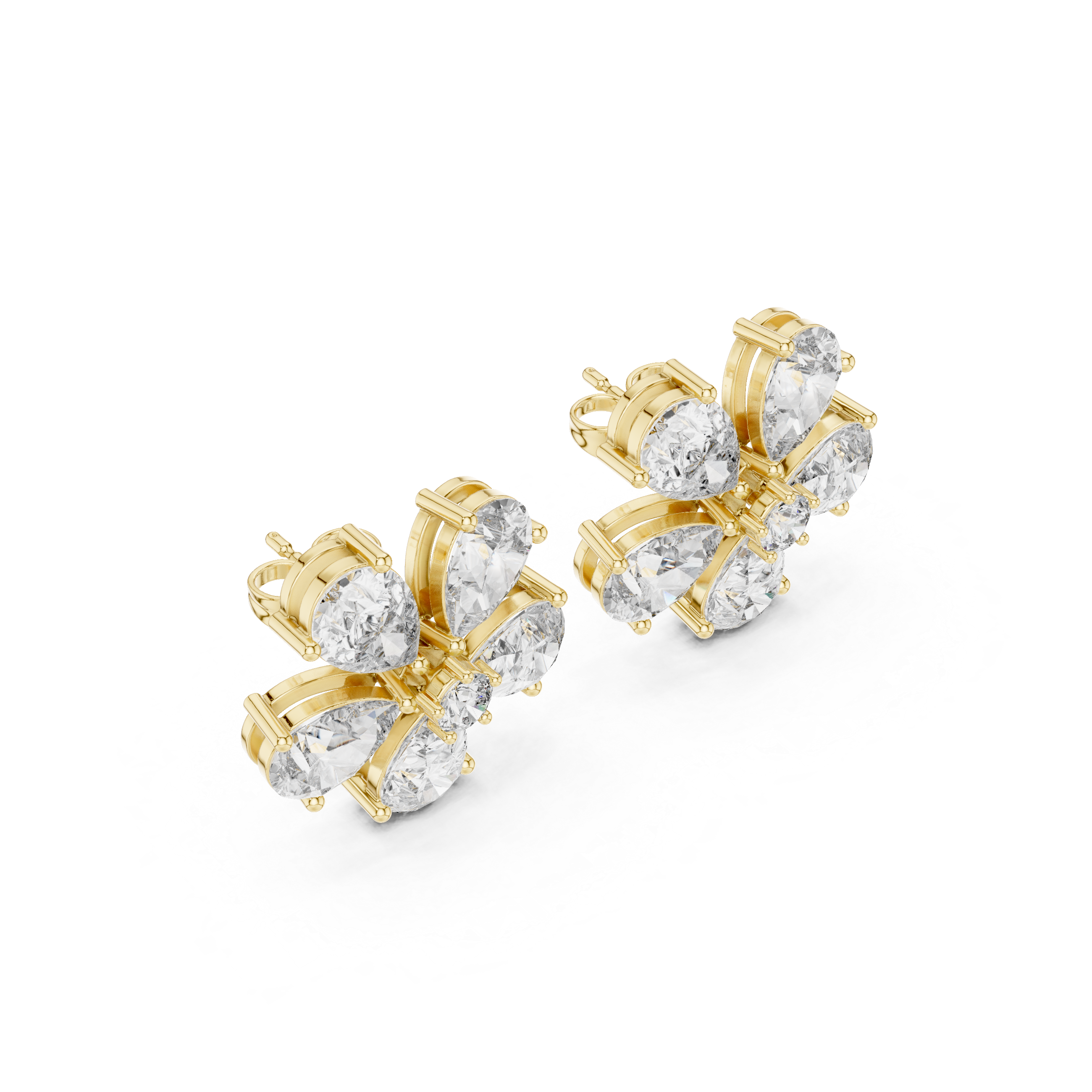 Pearlisse Five Stone Pear Diamond Stud Earrings