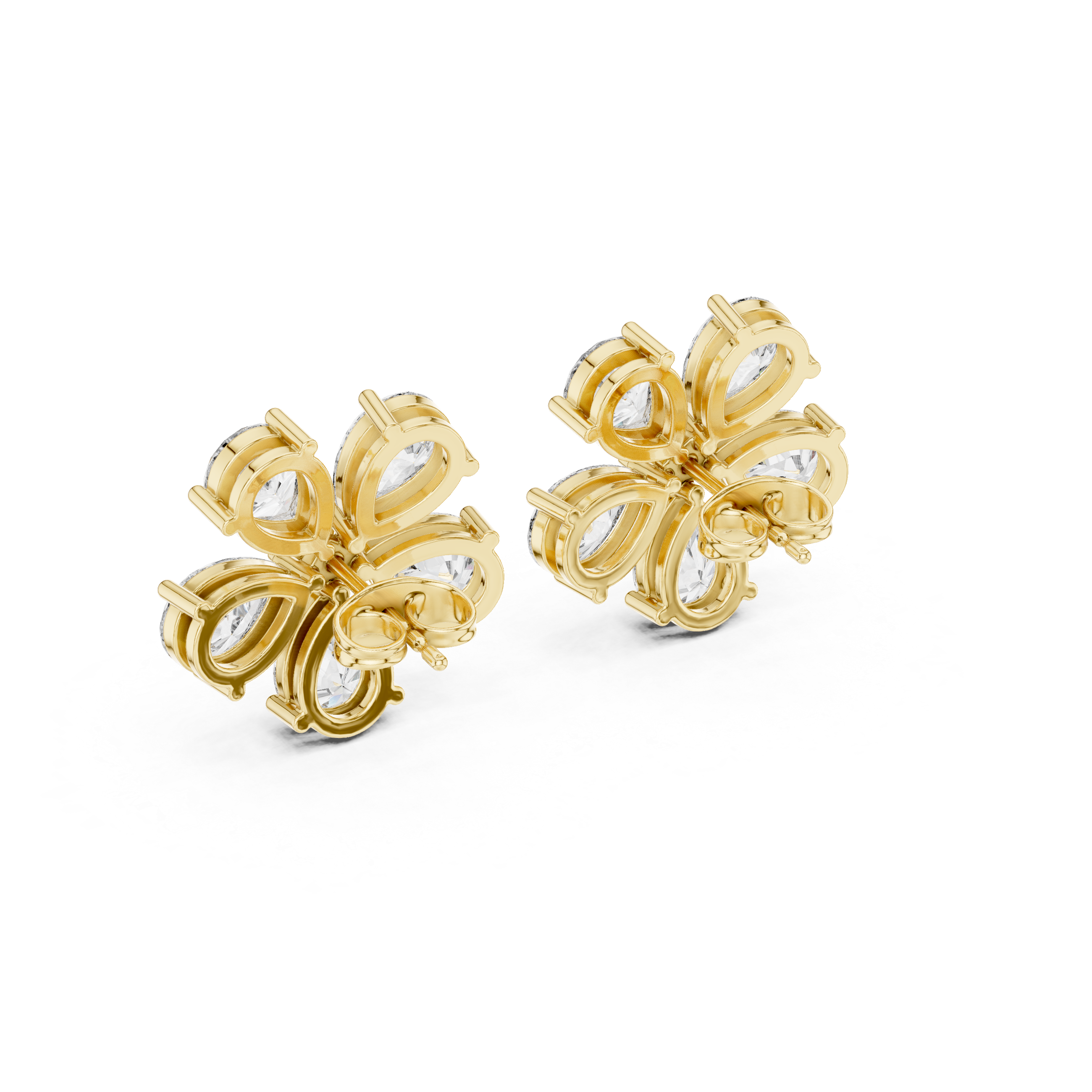Pearlisse Five Stone Pear Diamond Stud Earrings