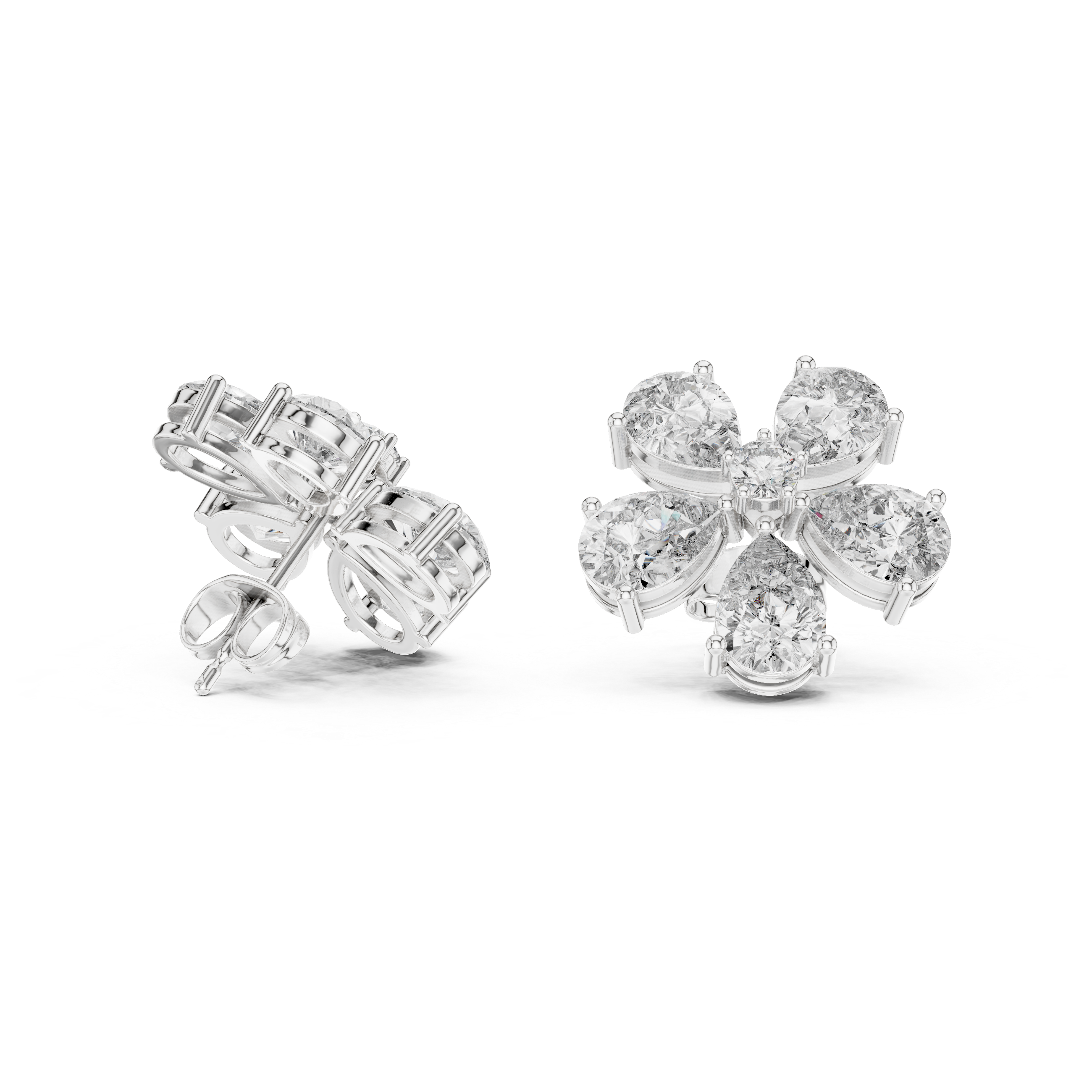 Pearlisse Five Stone Pear Diamond Stud Earrings