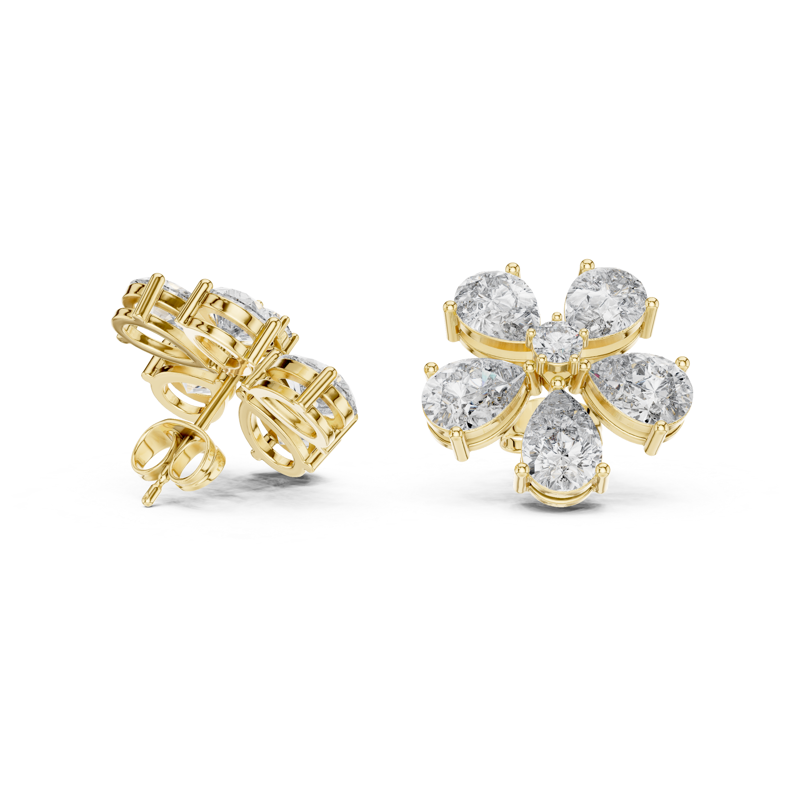 Pearlisse Five Stone Pear Diamond Stud Earrings