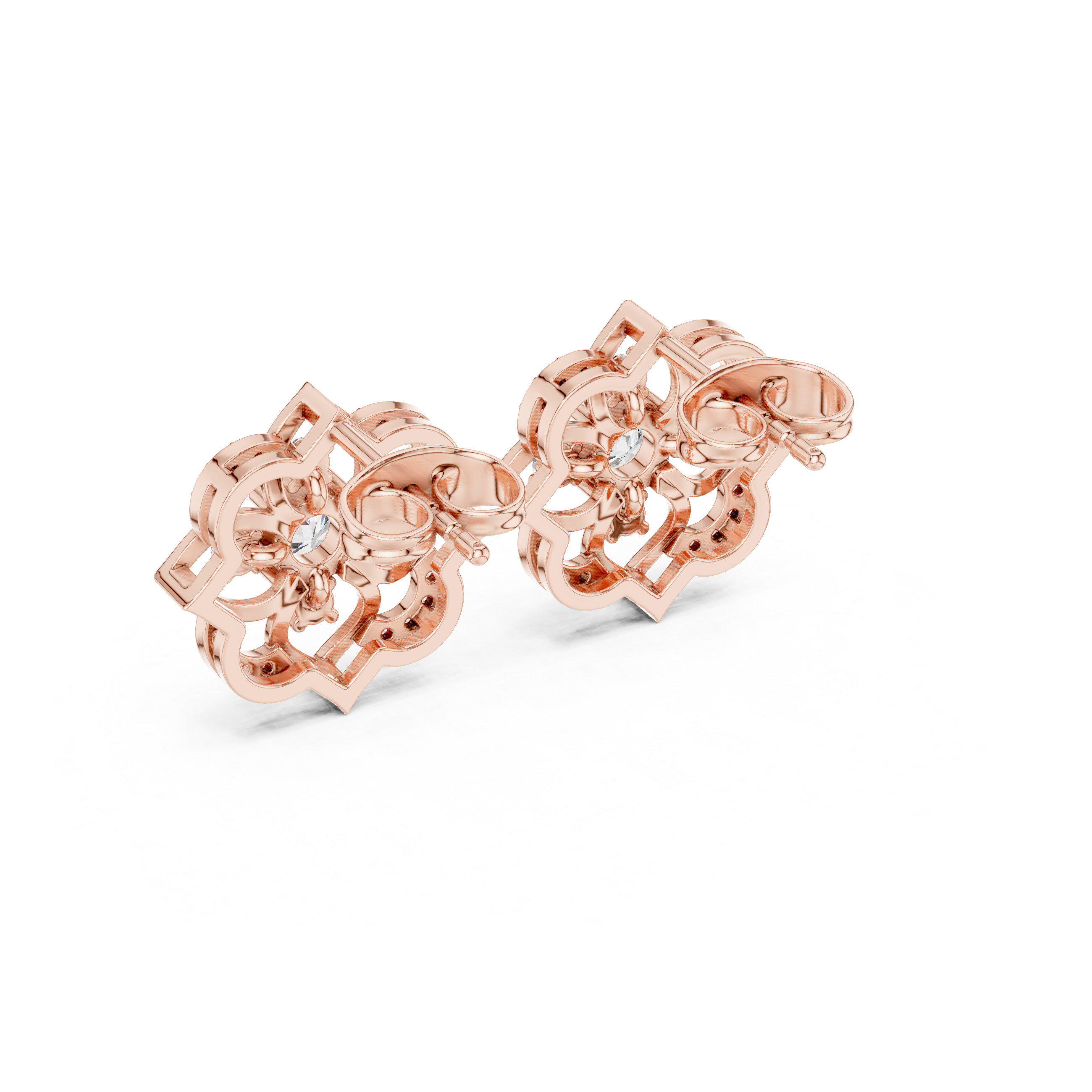 Lotus Crown Diamond Earrings