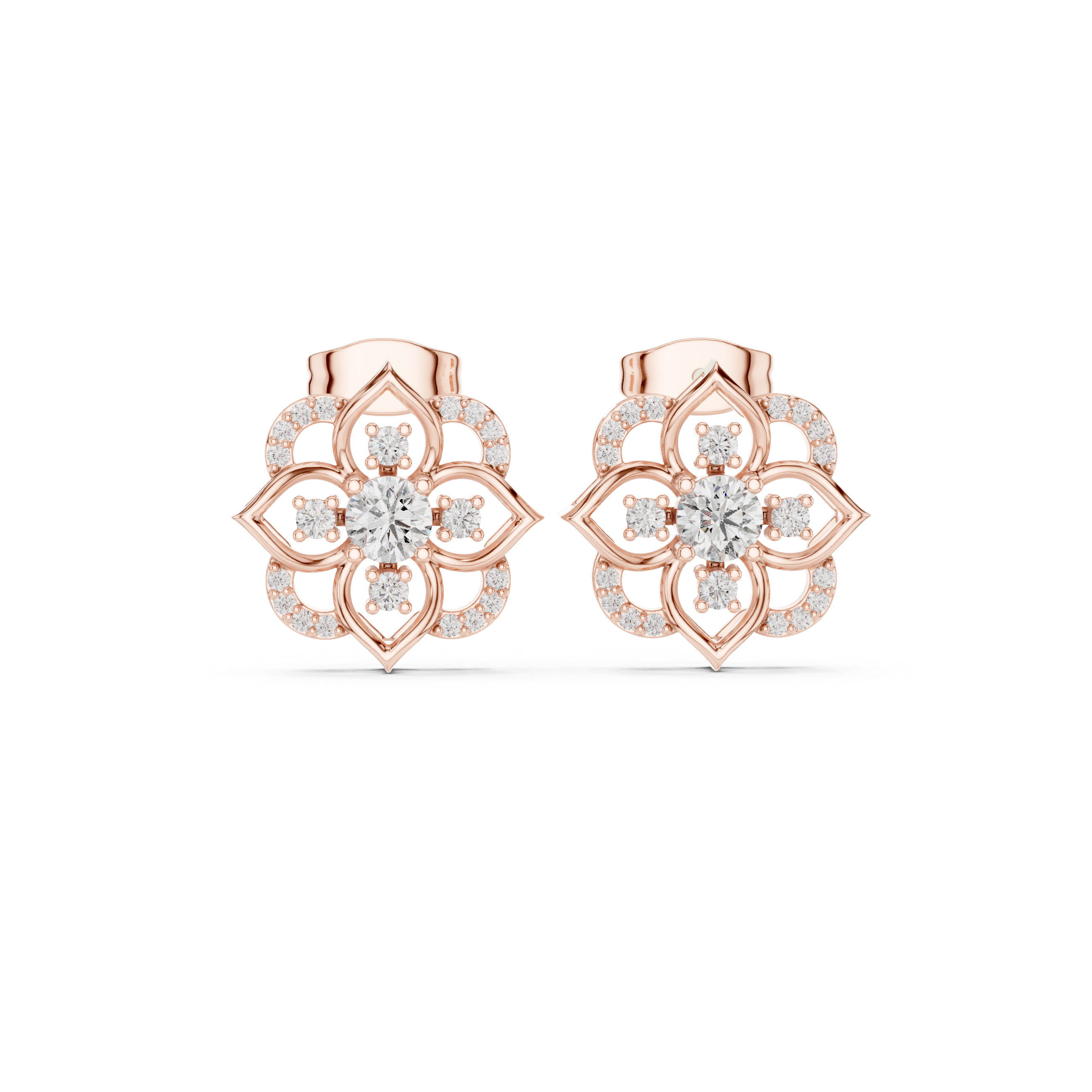 Lotus Crown Diamond Earrings