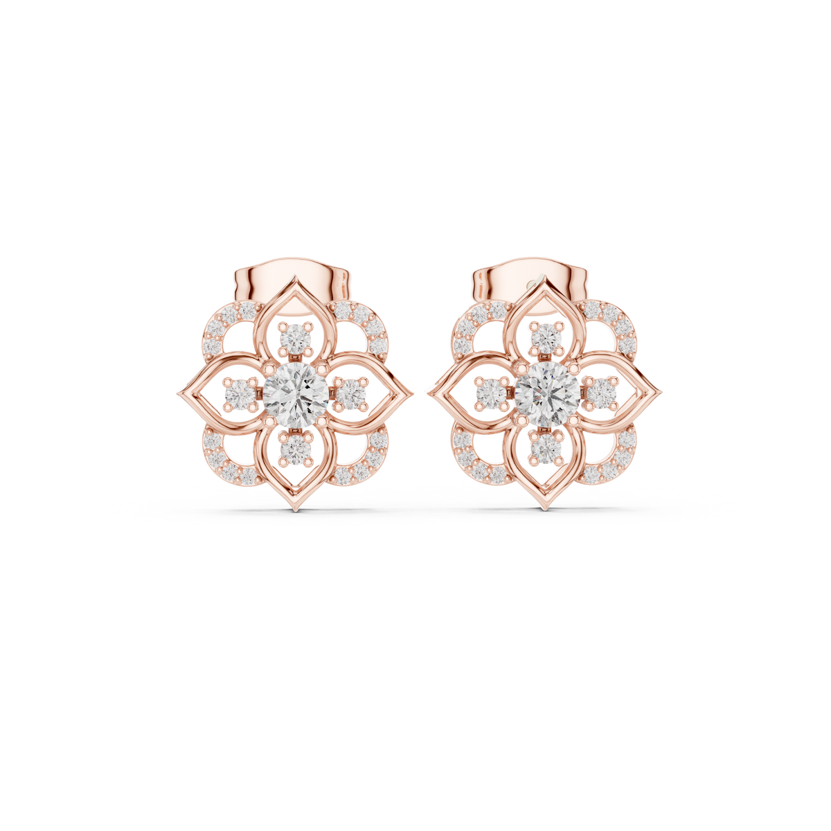 Lotus Crown Diamond Earrings