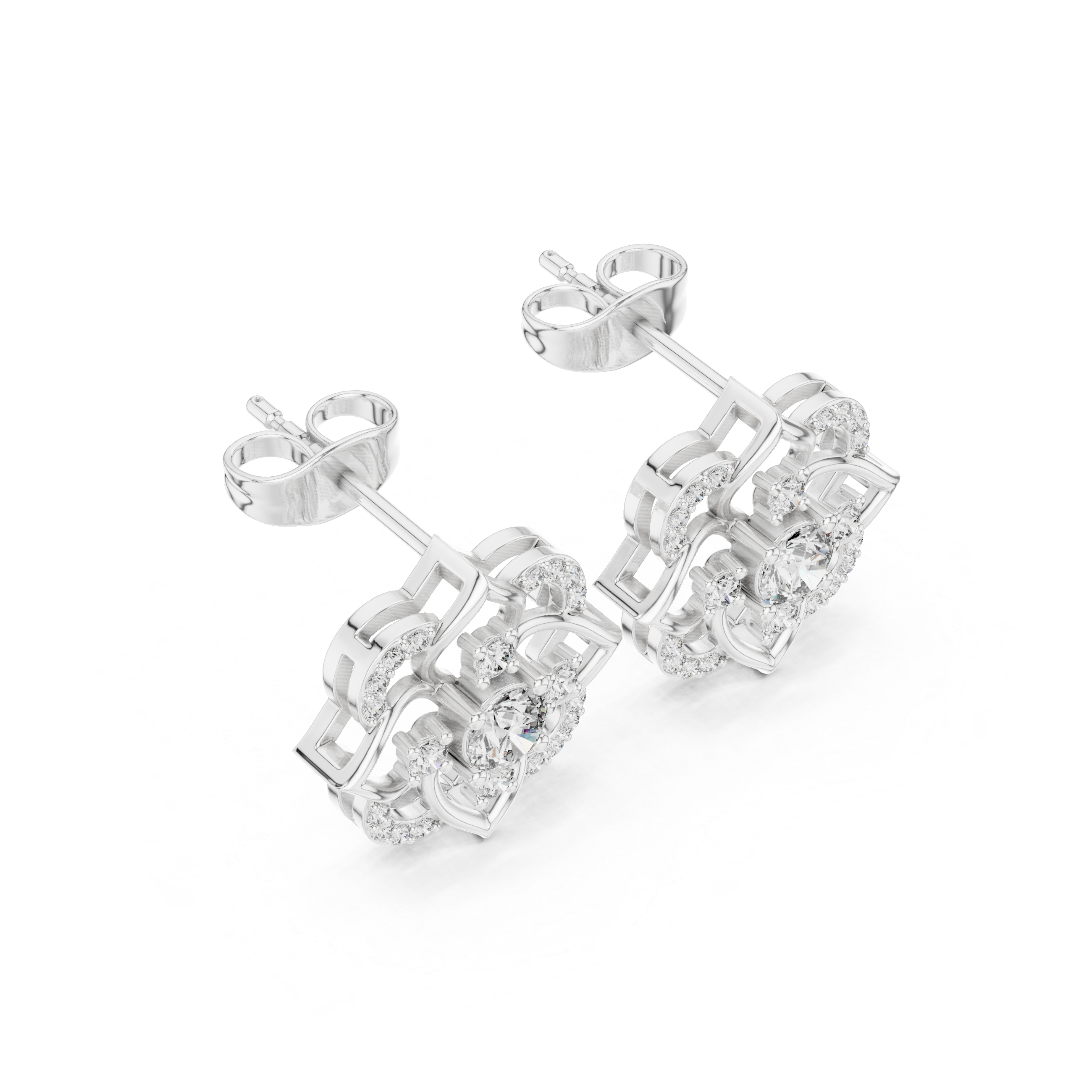 Lotus Crown Diamond Earrings