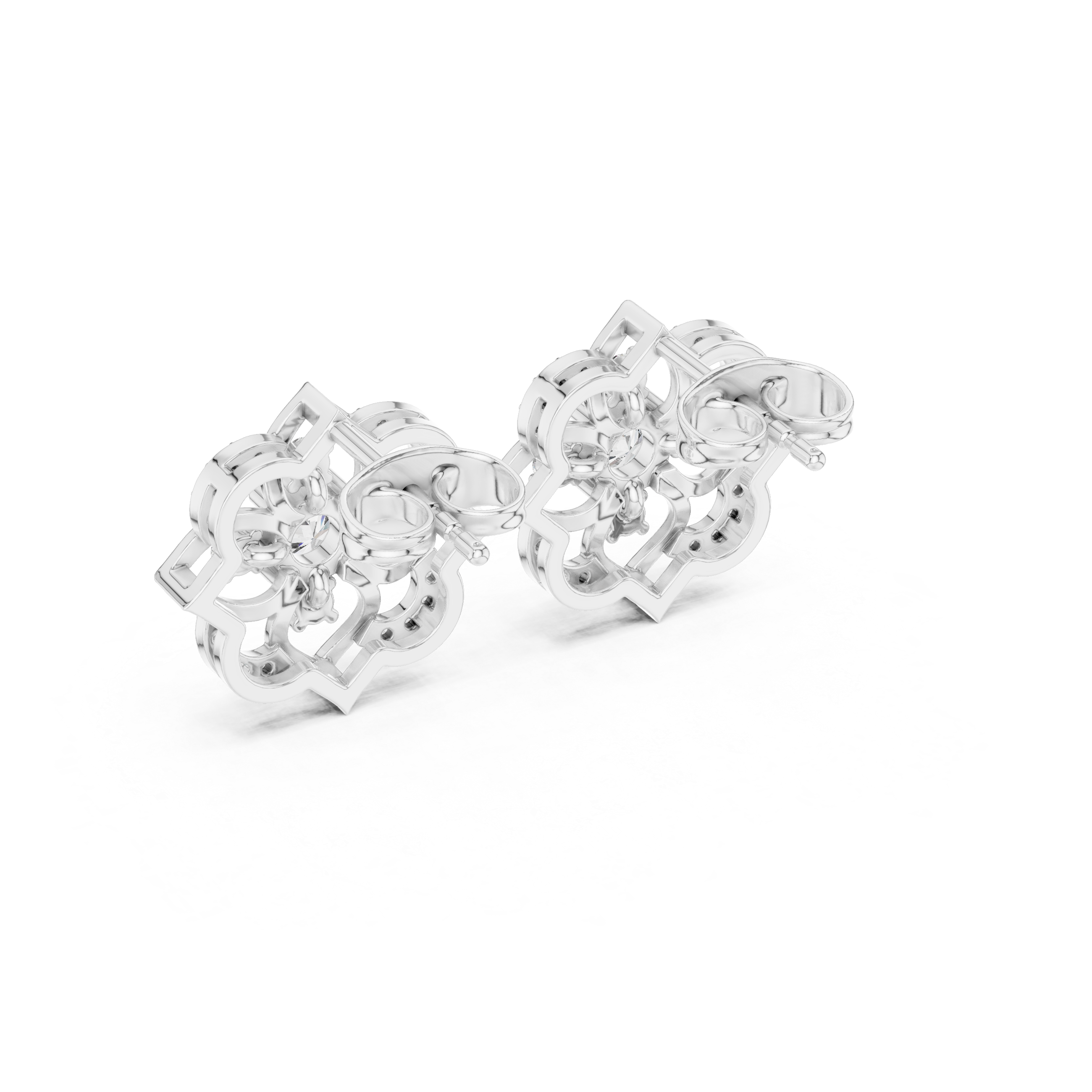 Lotus Crown Diamond Earrings