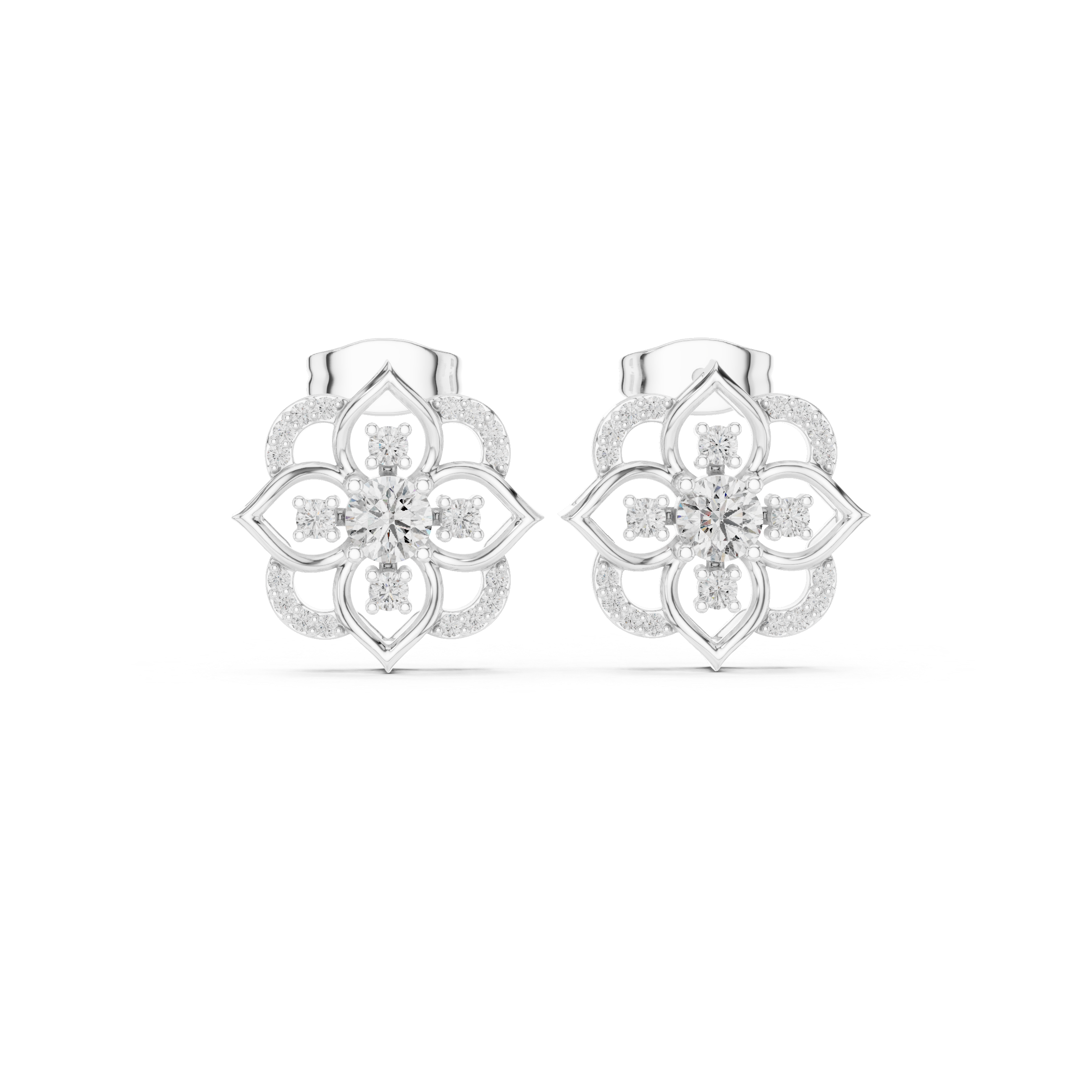 Lotus Crown Diamond Earrings