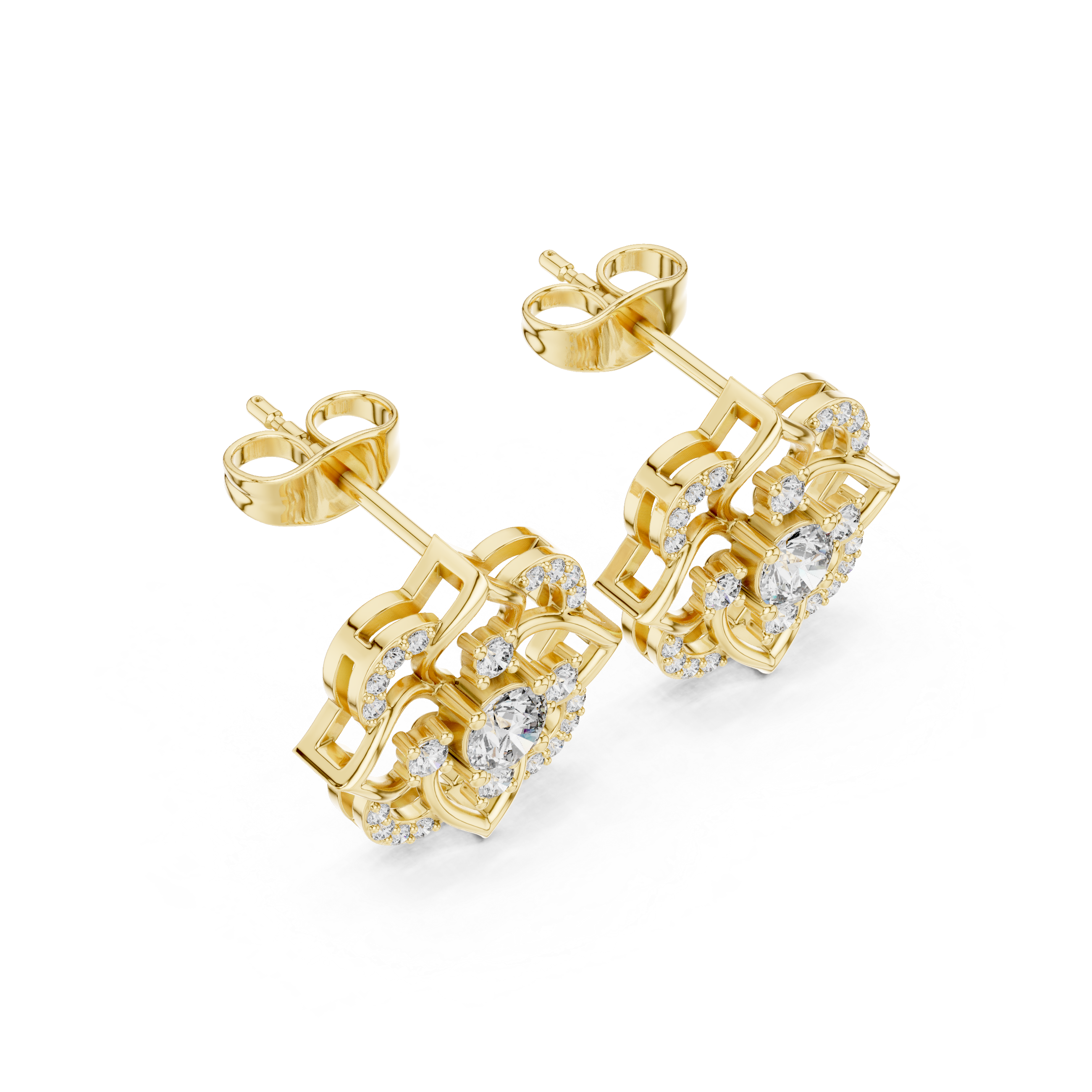 Lotus Crown Diamond Earrings