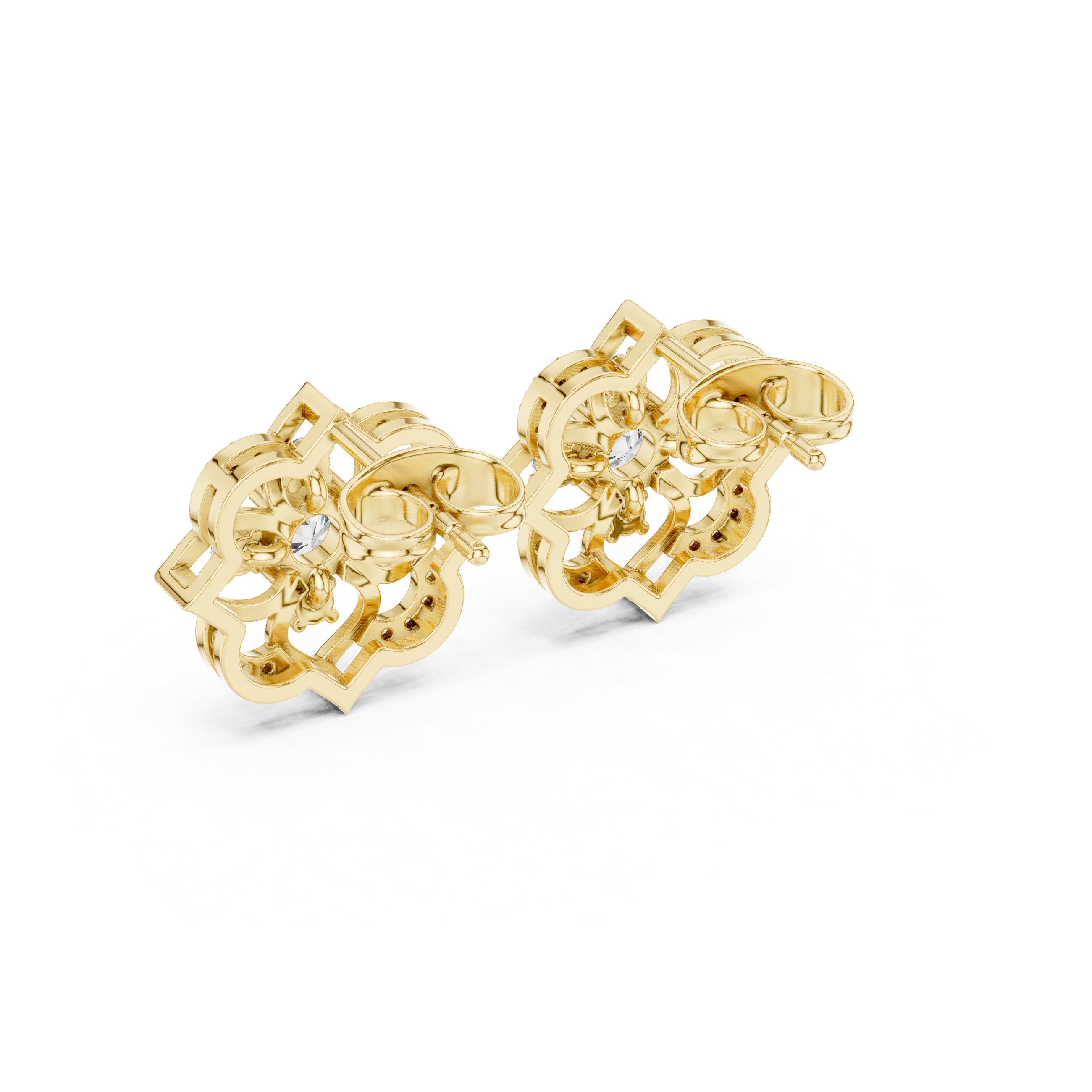 Lotus Crown Diamond Earrings