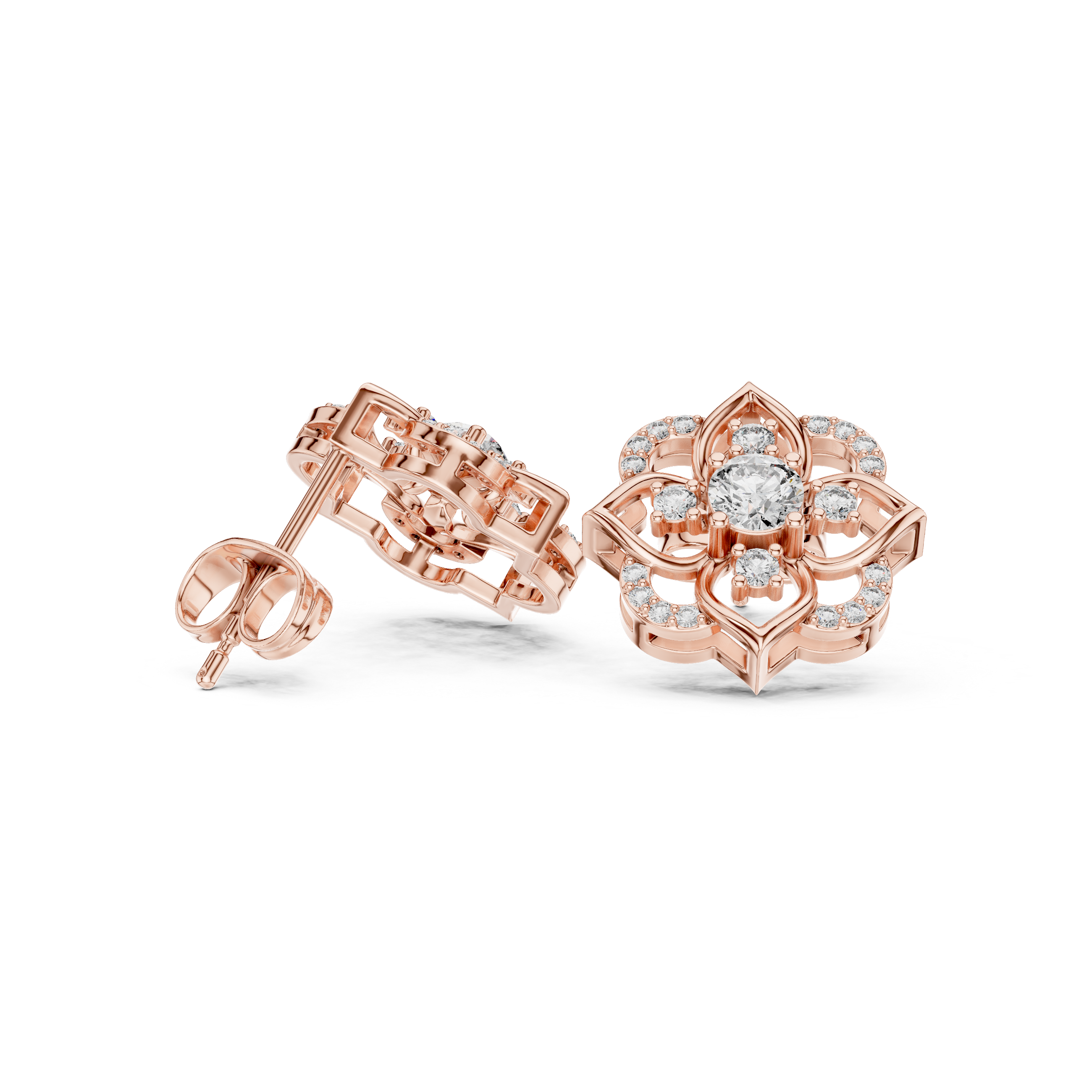 Lotus Crown Diamond Earrings