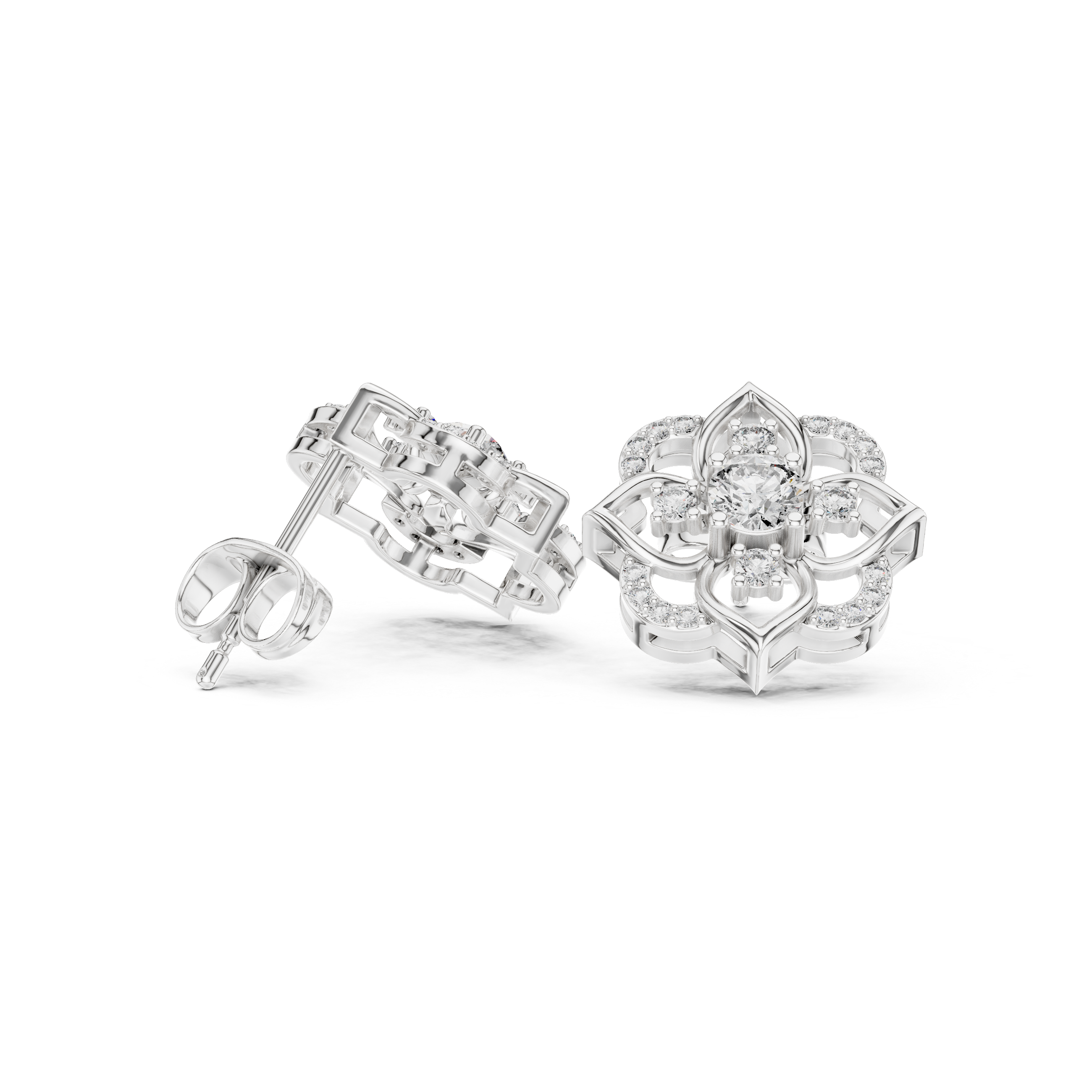 Lotus Crown Diamond Earrings