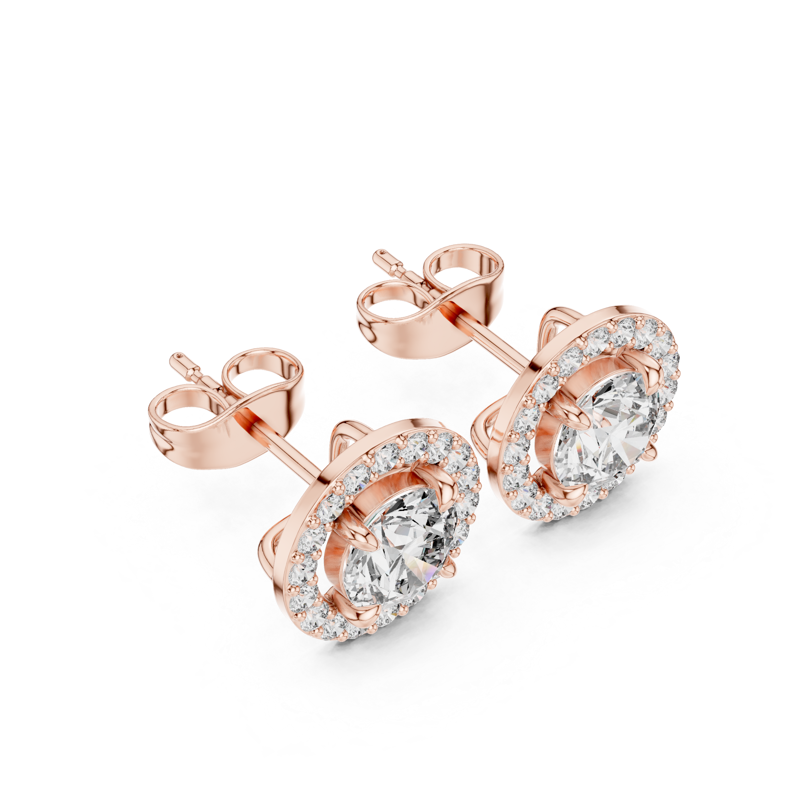 Crownlight Halo Diamond Stud Earrings