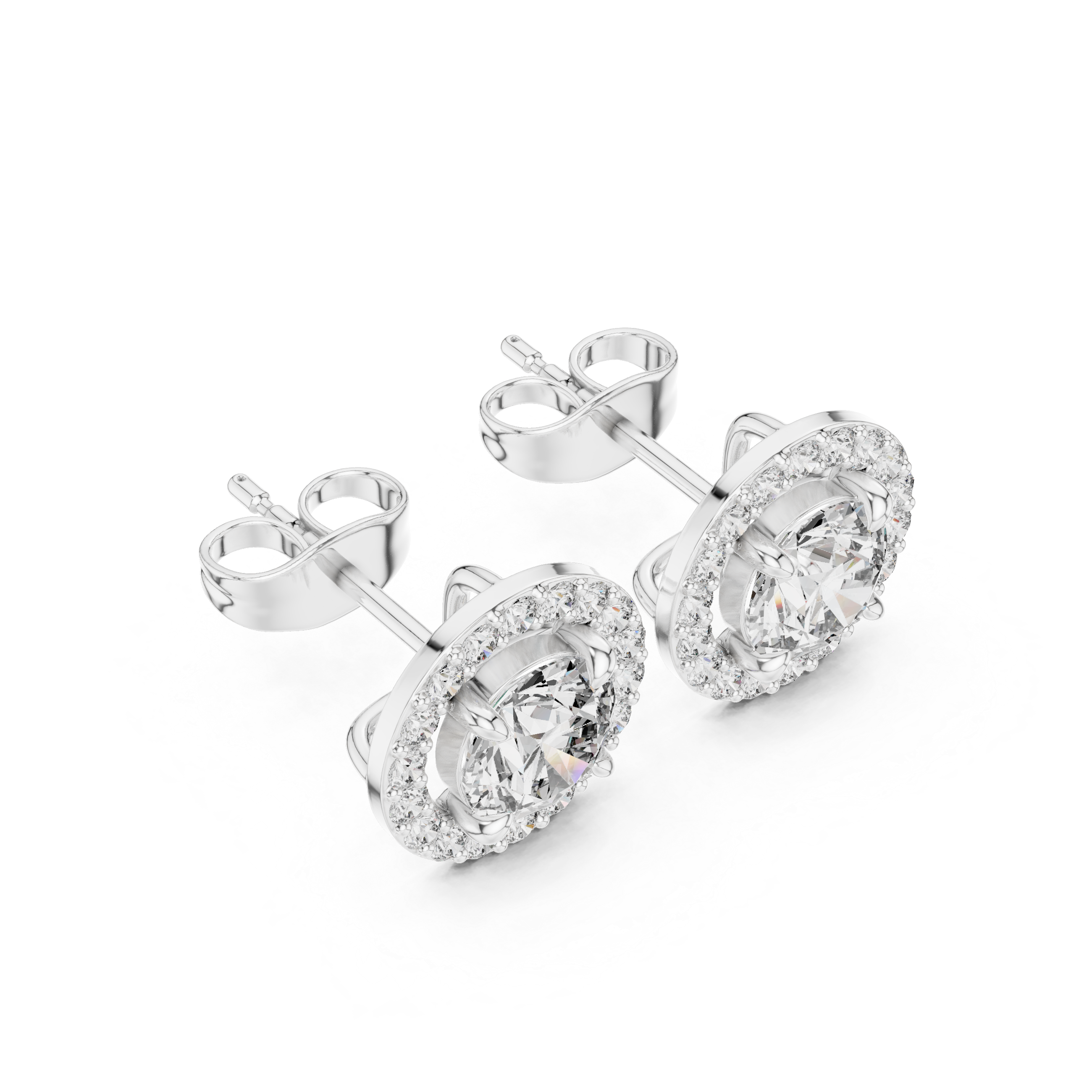 Crownlight Halo Diamond Stud Earrings