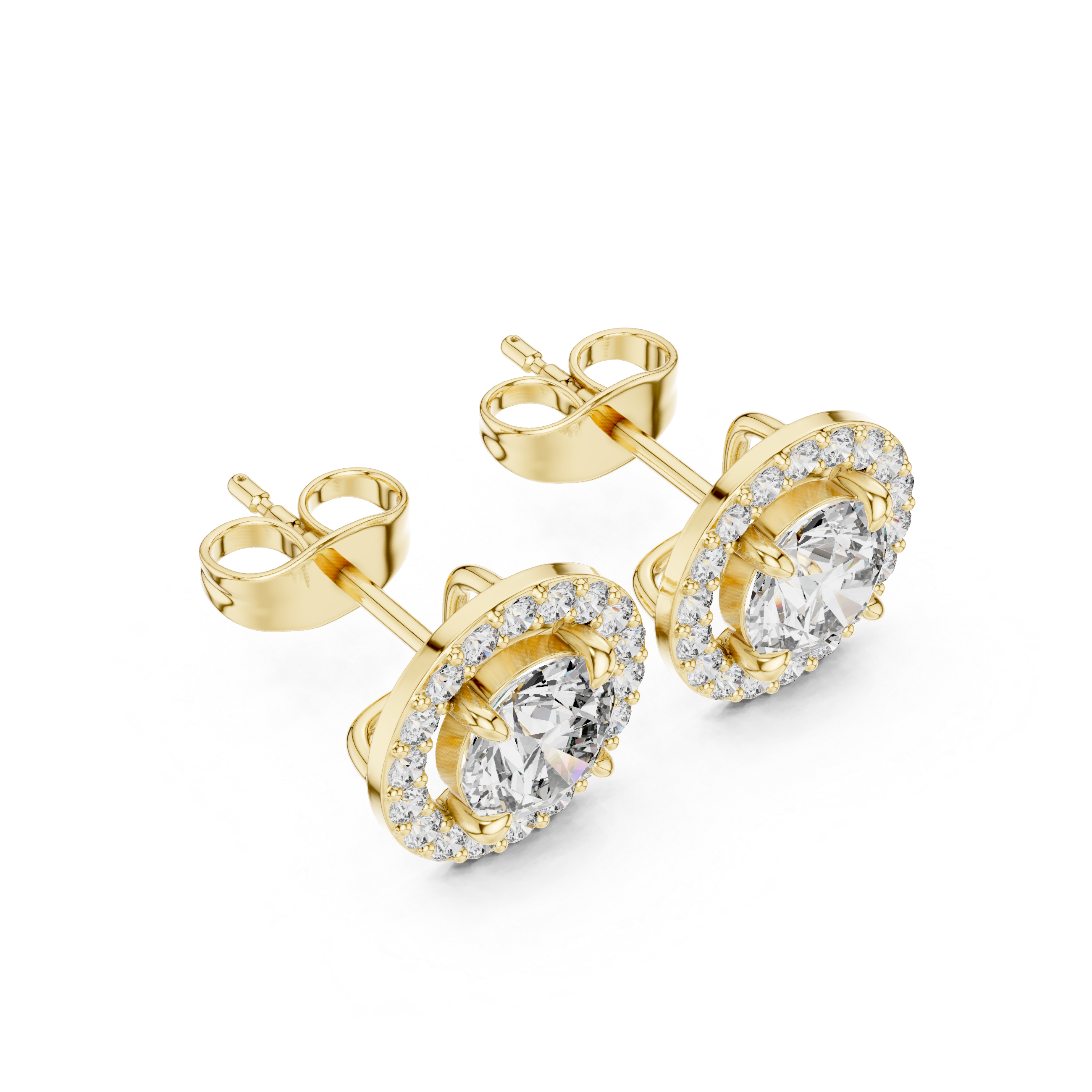 Crownlight Halo Diamond Stud Earrings