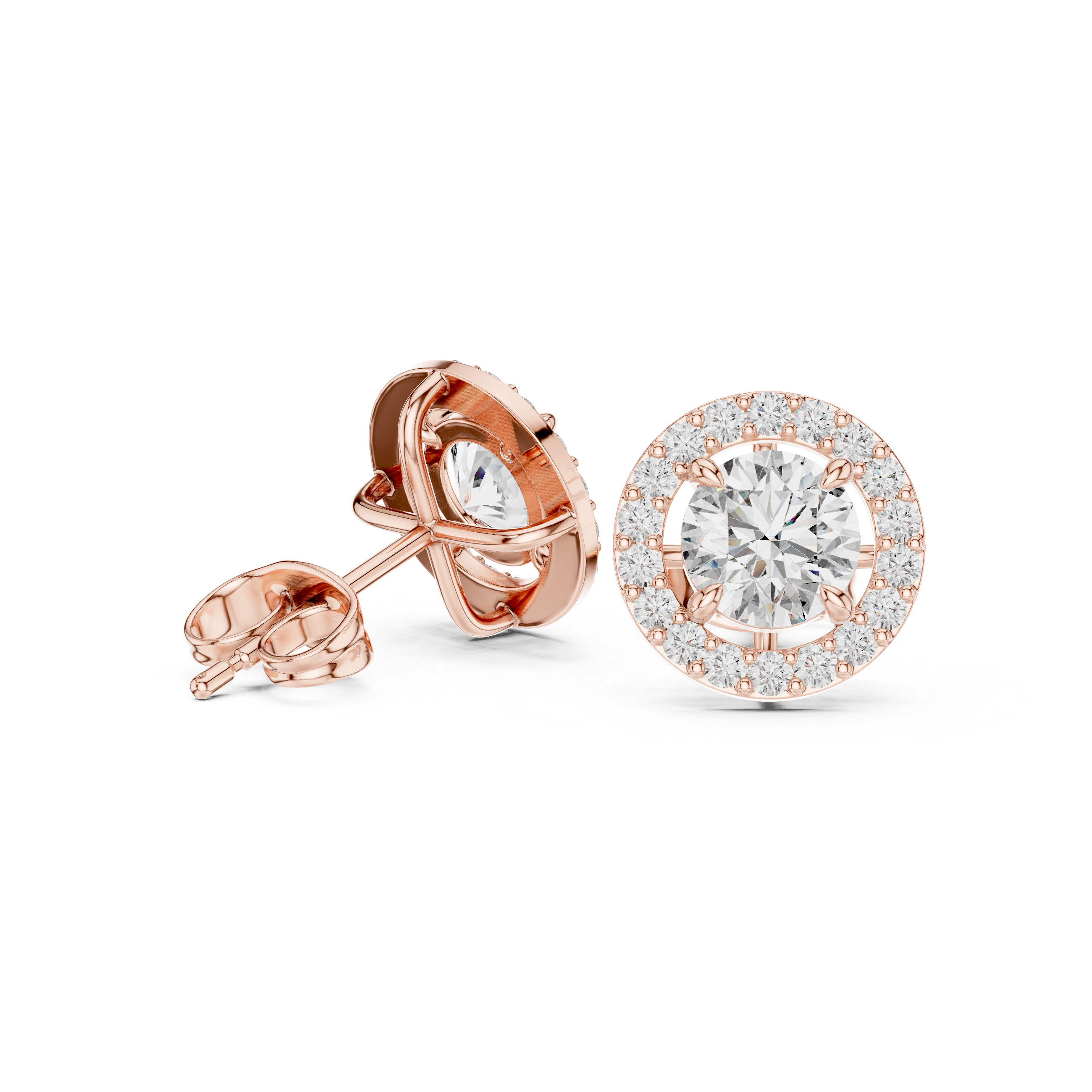 Crownlight Halo Diamond Stud Earrings
