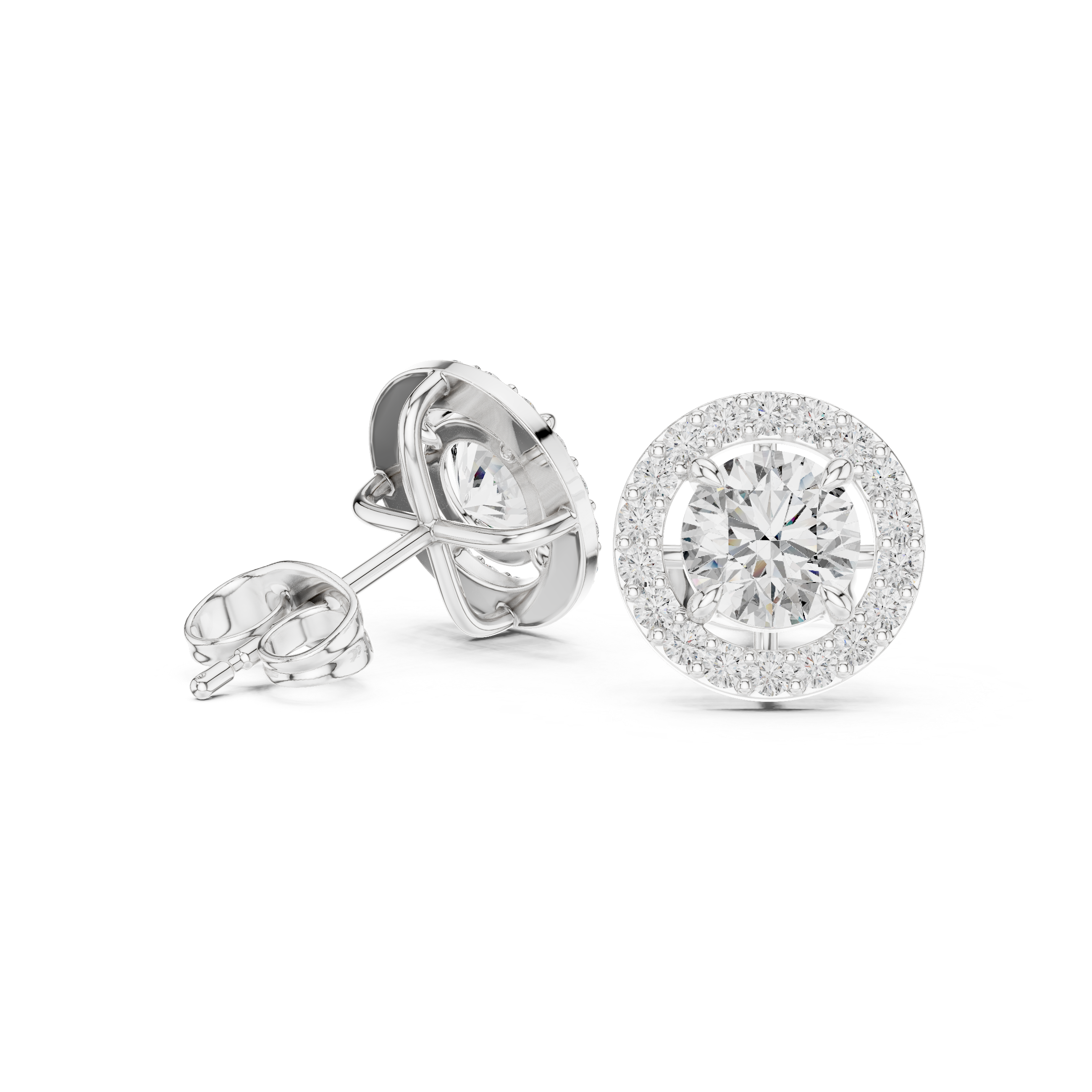 Crownlight Halo Diamond Stud Earrings