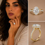 Lunévia Oval Hidden Halo Diamond Engagement Ring