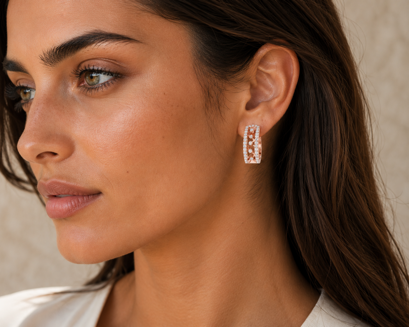 Crownelia Diamond Huggie Hoop Earrings