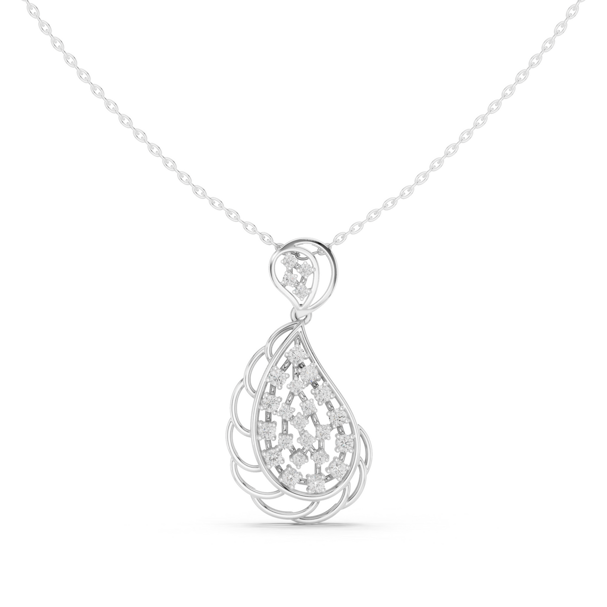 Leafdrop Water Drop Diamond Pendant