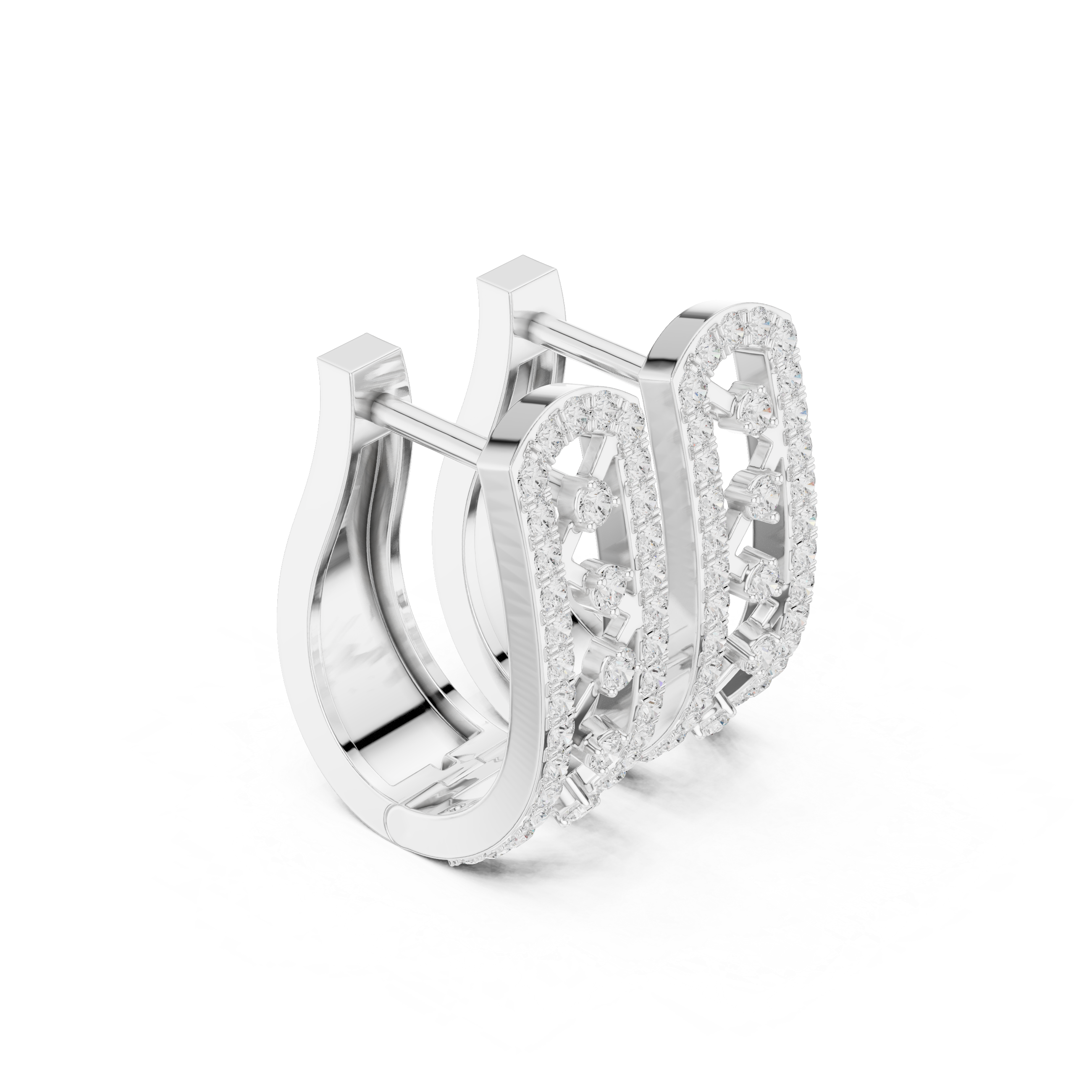 Crownelia Diamond Huggie Hoop Earrings