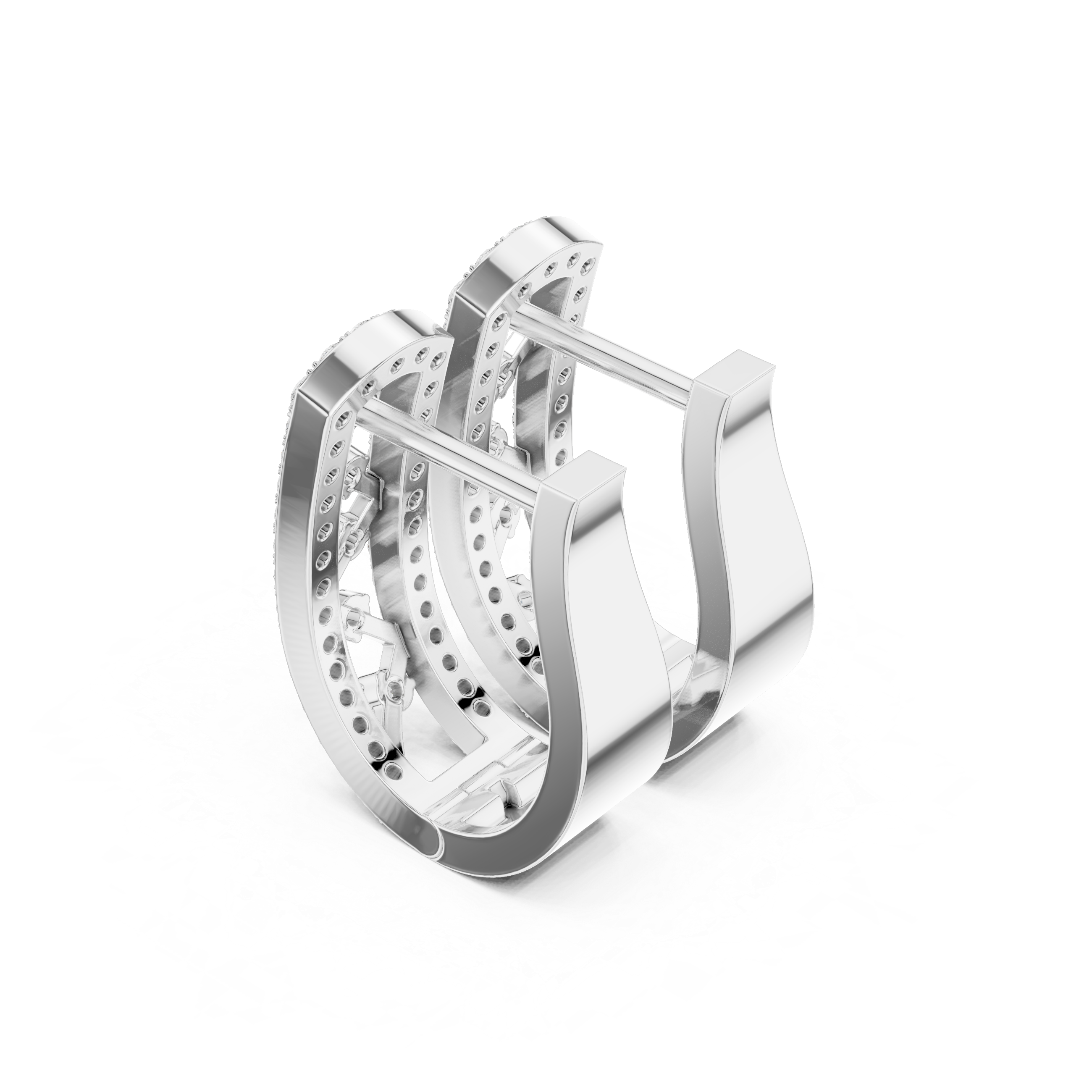 Crownelia Diamond Huggie Hoop Earrings