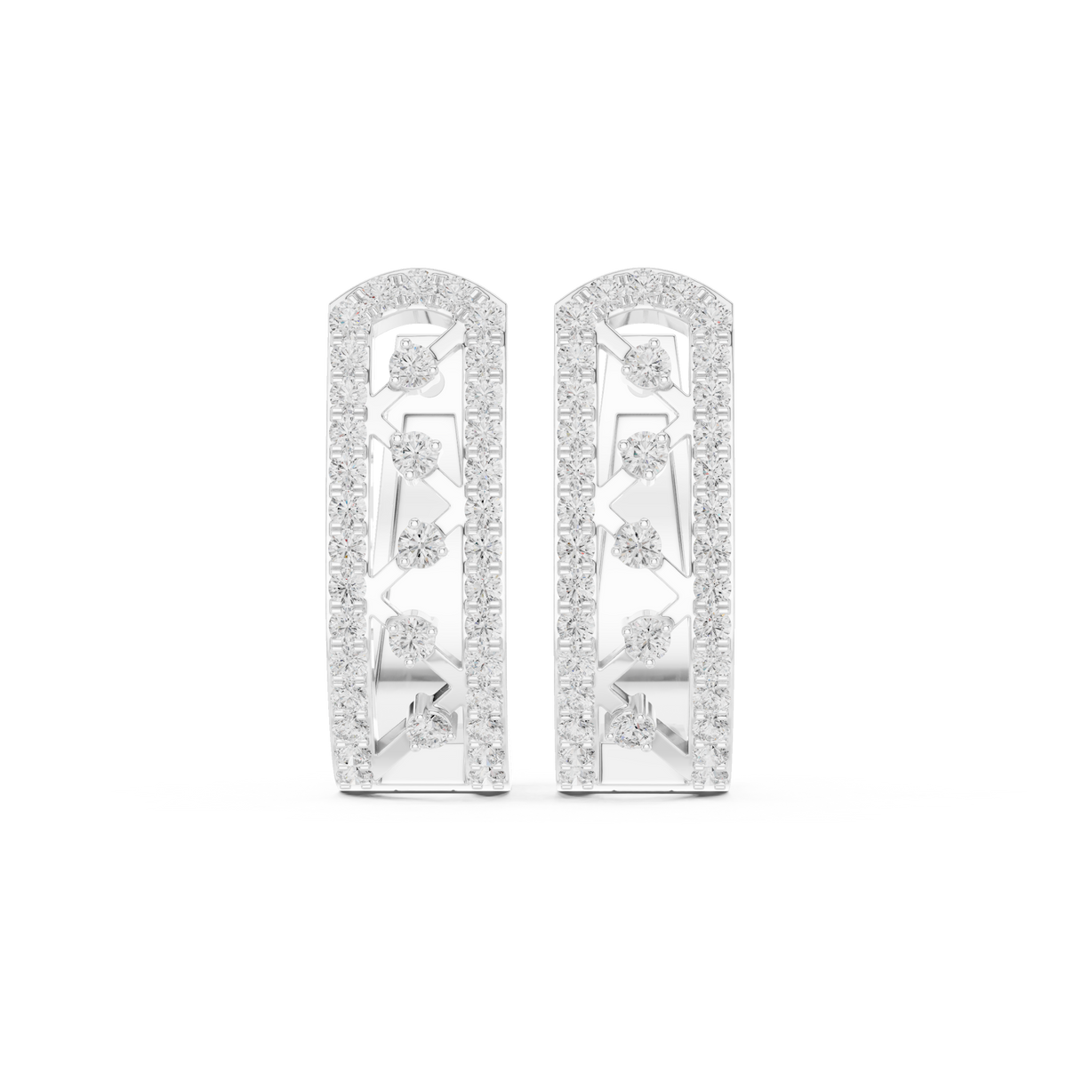 Crownelia Diamond Huggie Hoop Earrings
