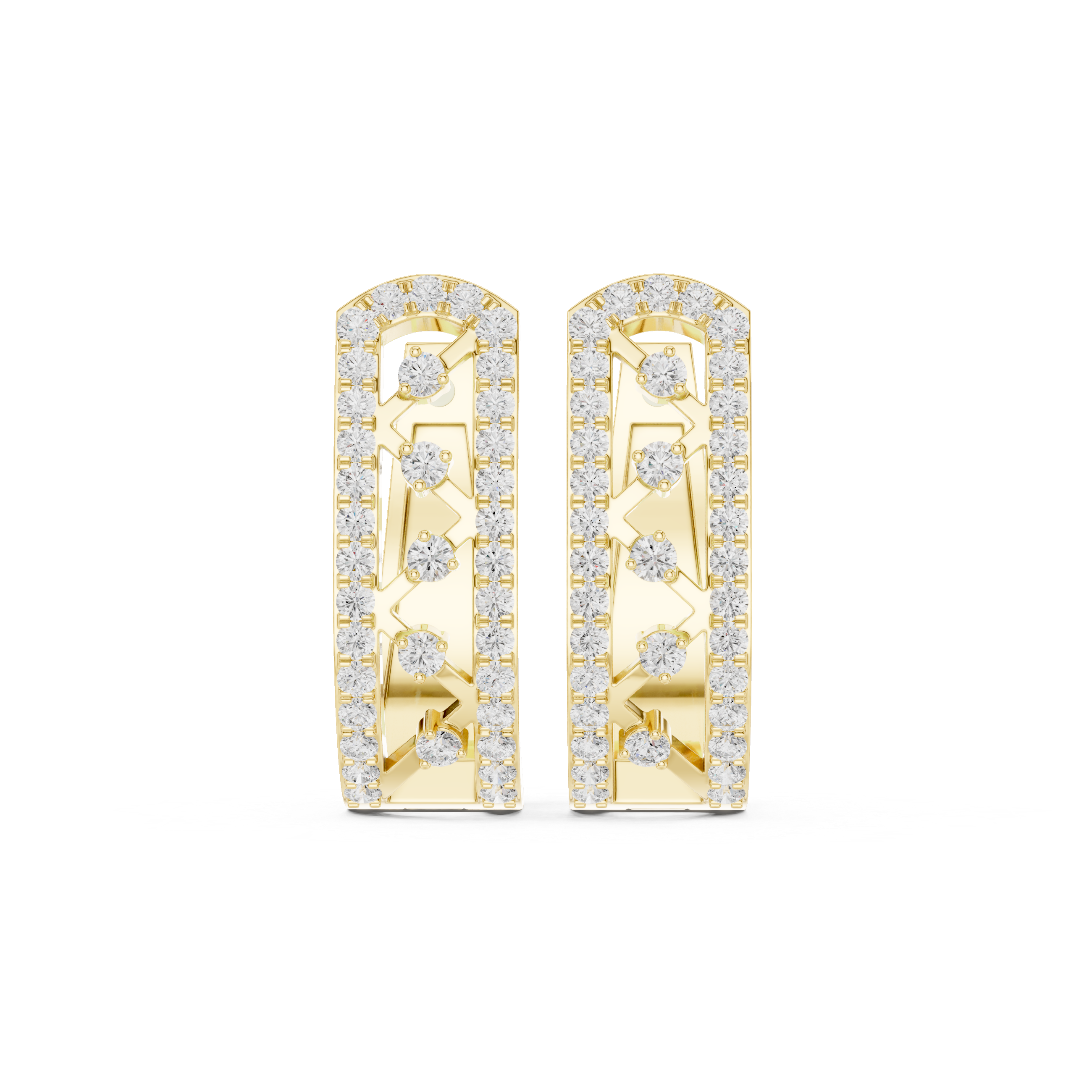Crownelia Diamond Huggie Hoop Earrings
