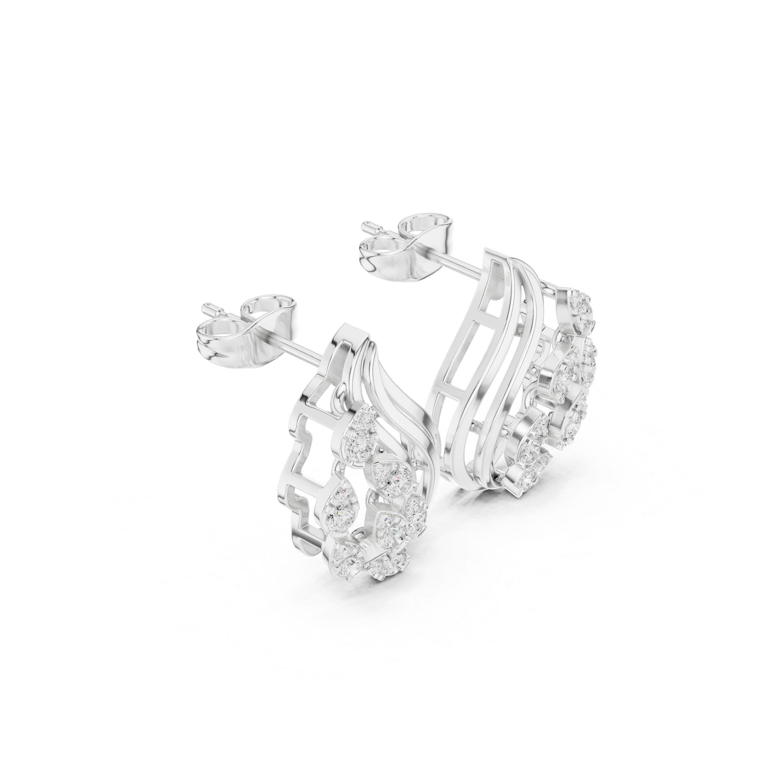 Aqualeaf Flow Diamond Earrings