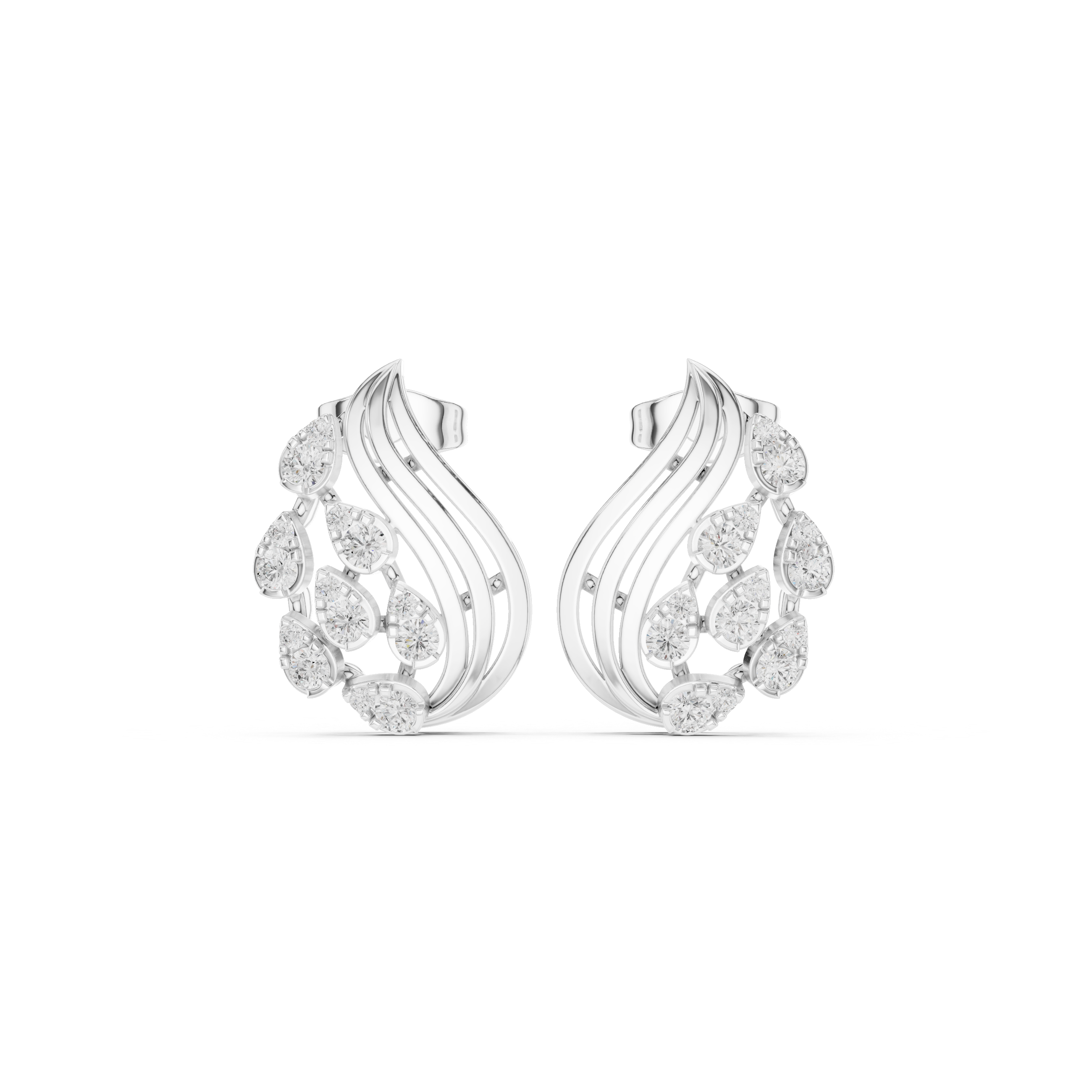 Aqualeaf Flow Diamond Earrings