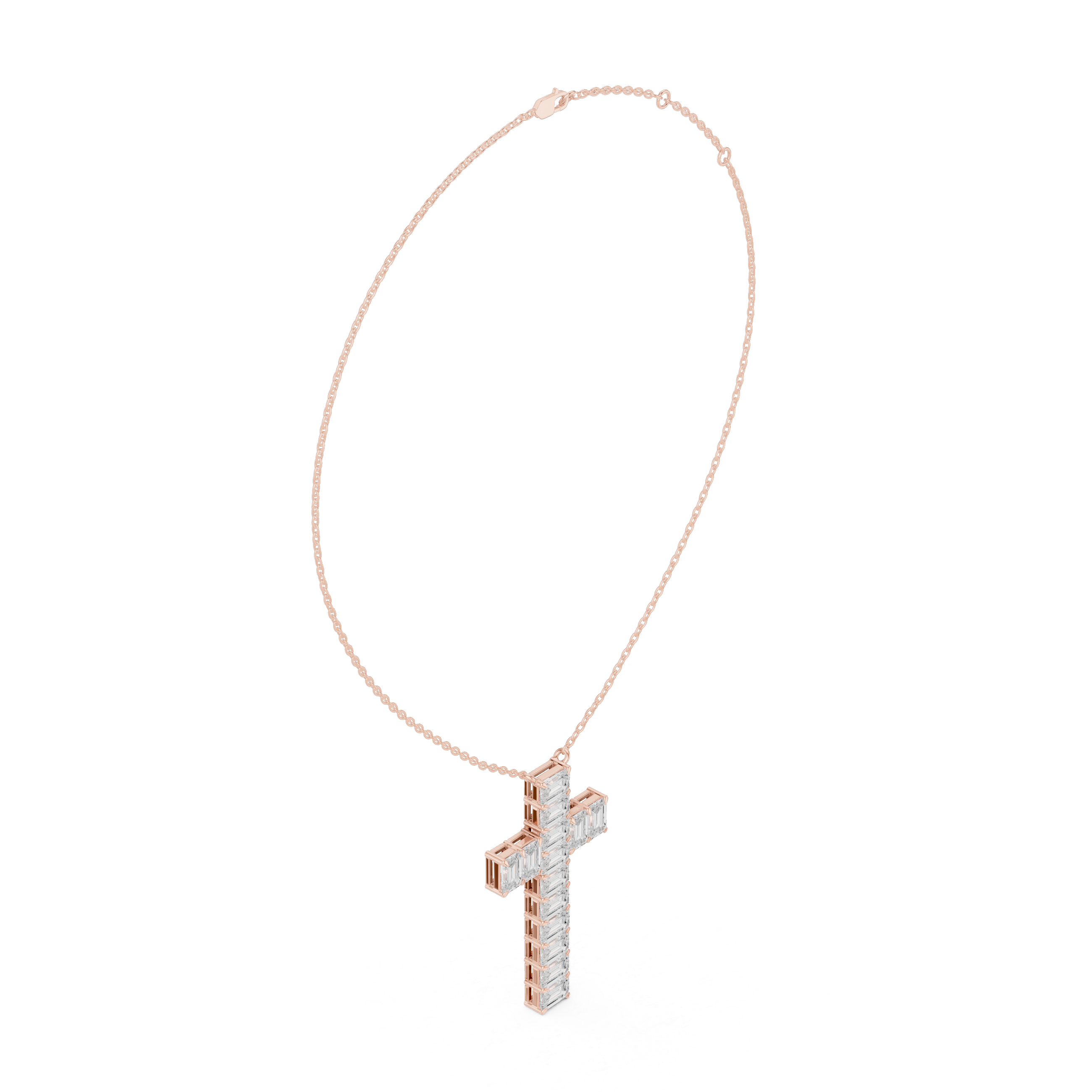 Emerald Cross Diamond Pendant
