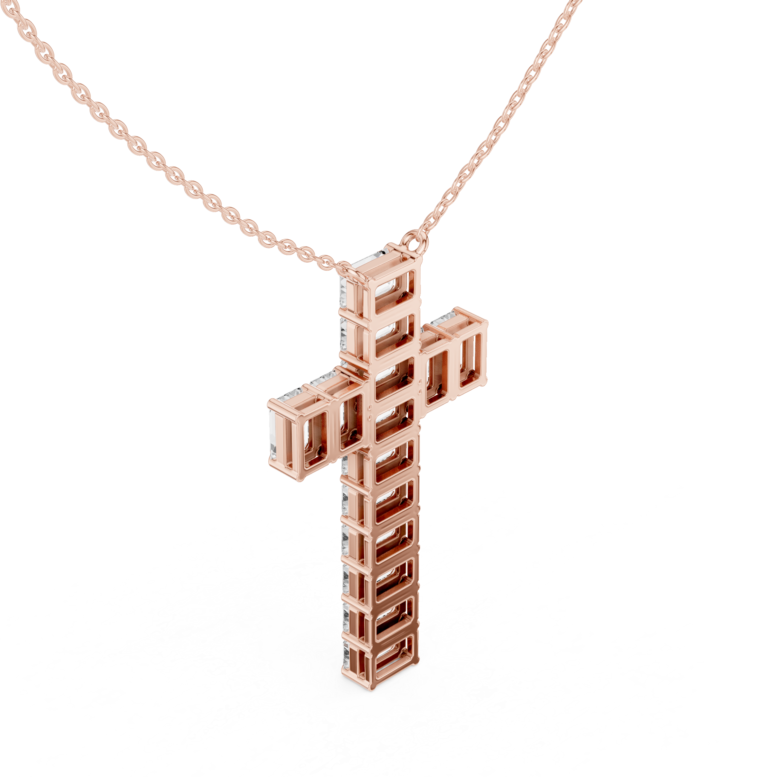 Emerald Cross Diamond Pendant