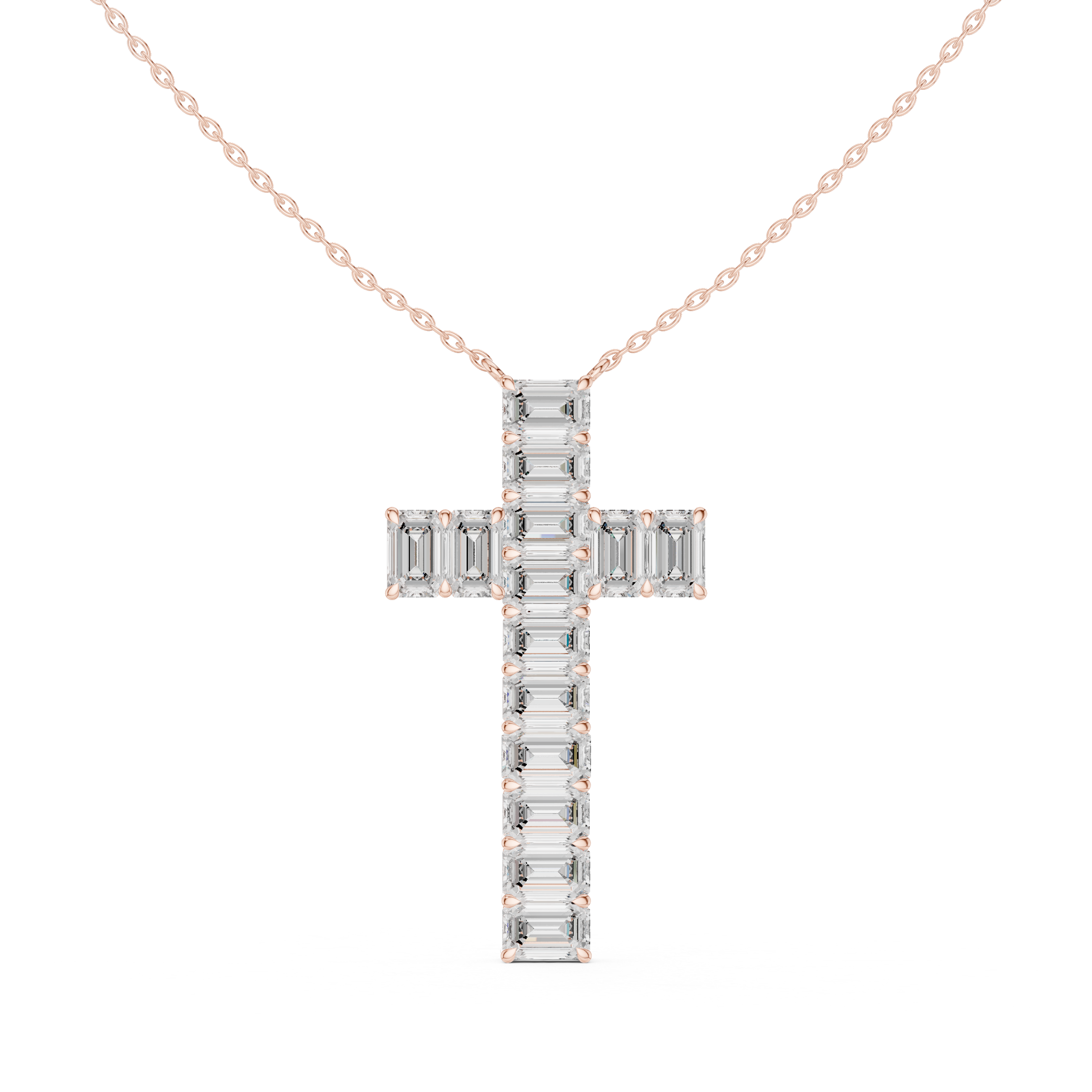 Emerald Cross Diamond Pendant