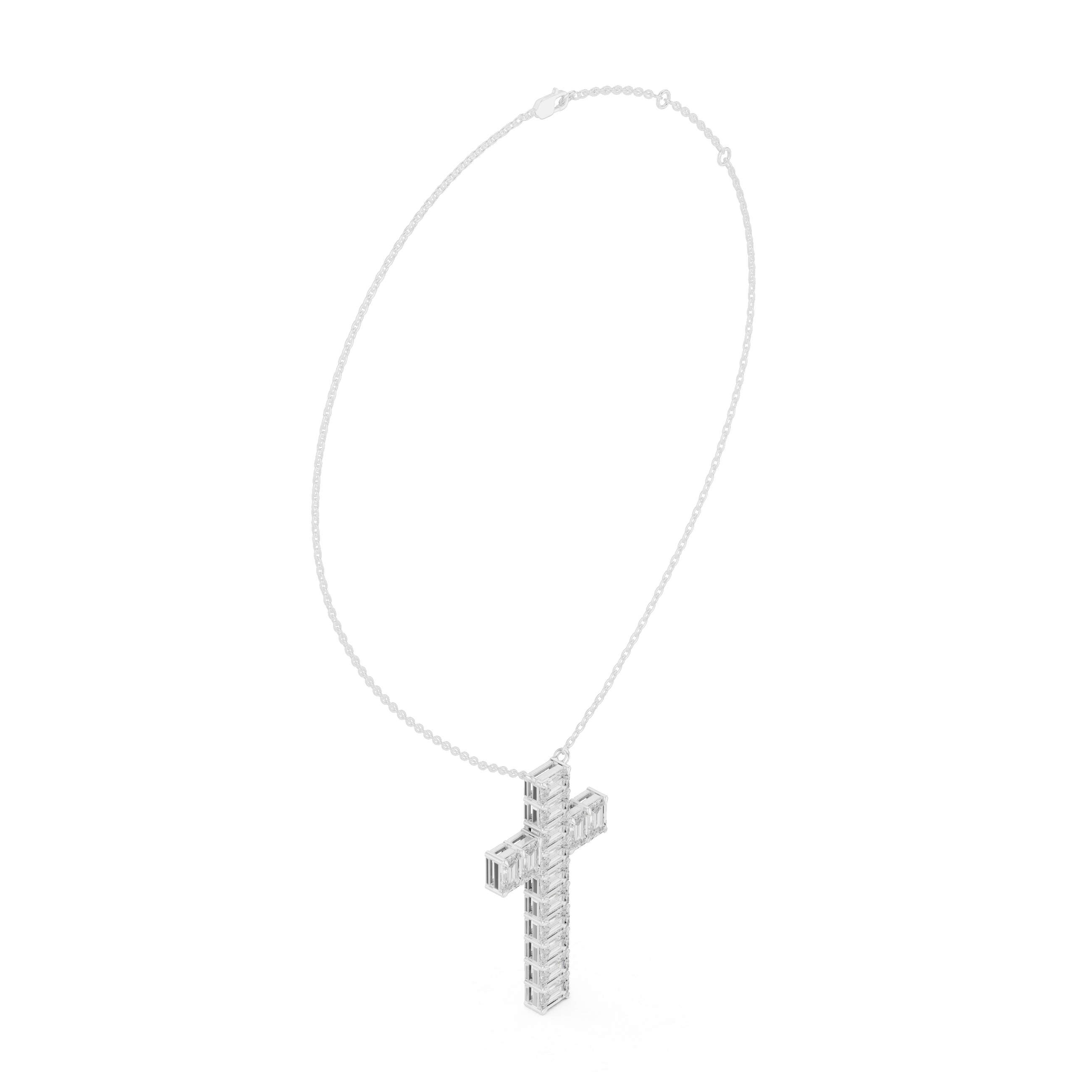 Emerald Cross Diamond Pendant
